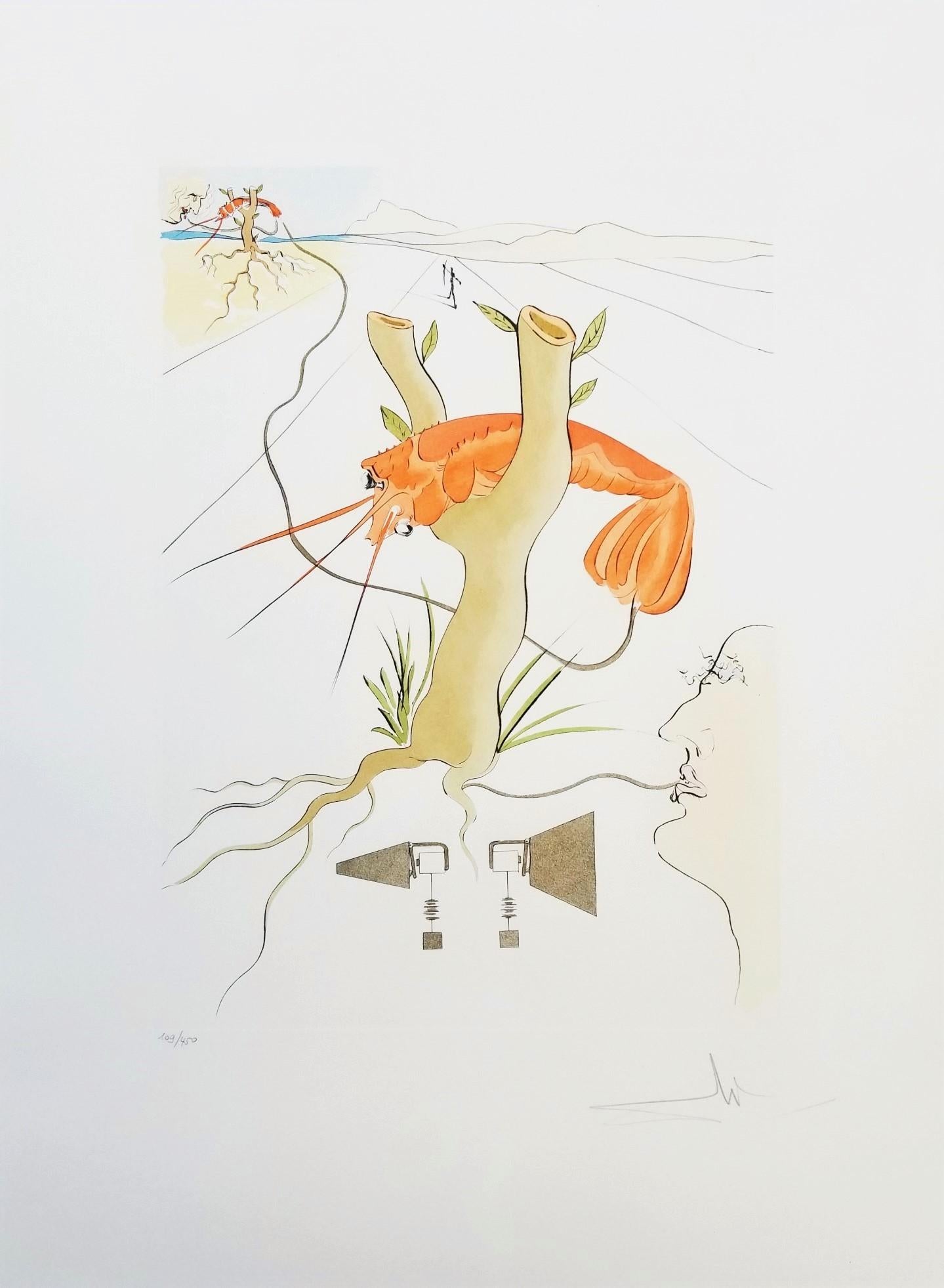 Le Téléphone (Lobster Telephone) /// Surrealism Salvador Dali Engraving Modern - Print by Salvador Dalí