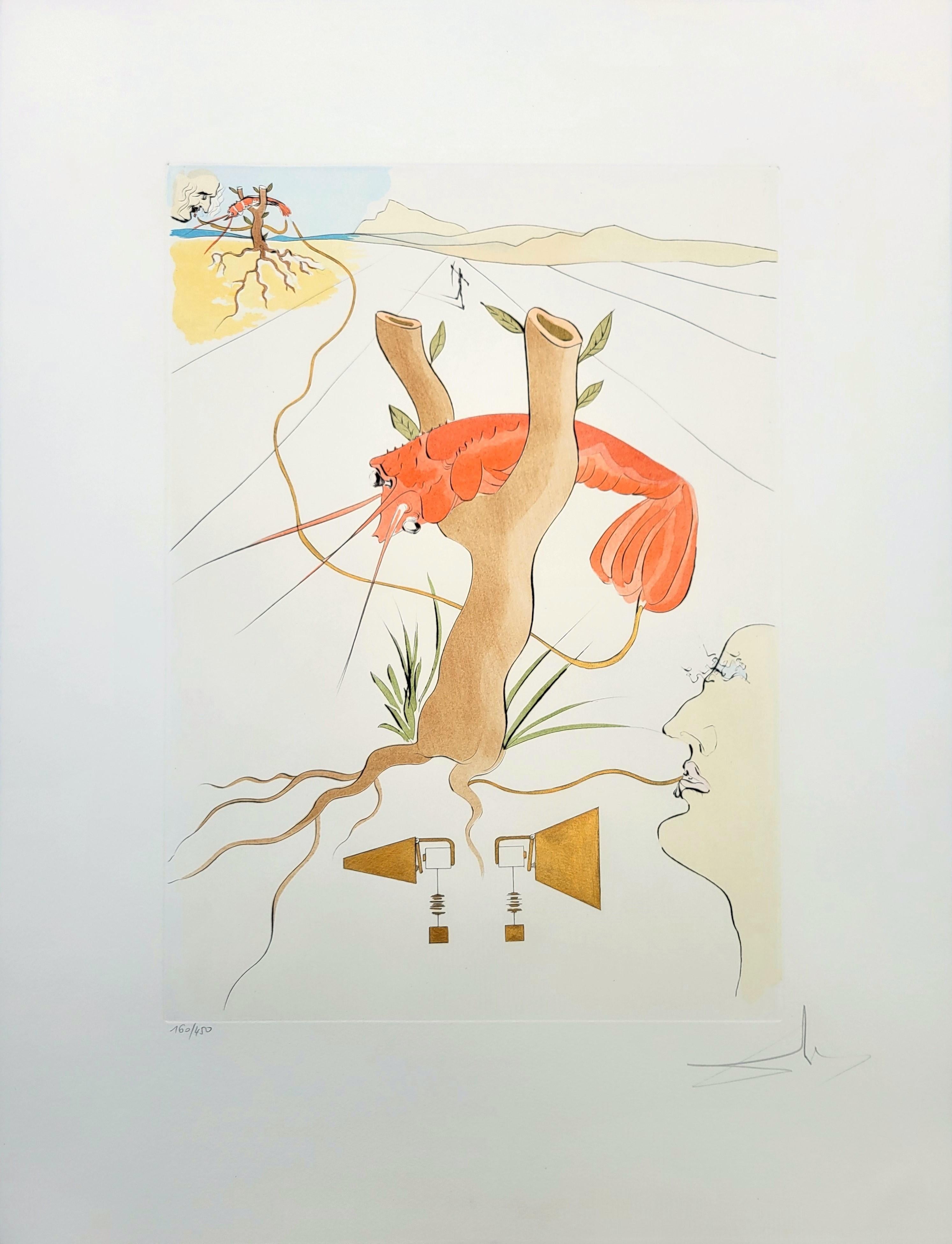 Le Téléphone (Lobster Telephone) /// Salvador Dali Surréalisme Modernité Gravure - Print de Salvador Dalí