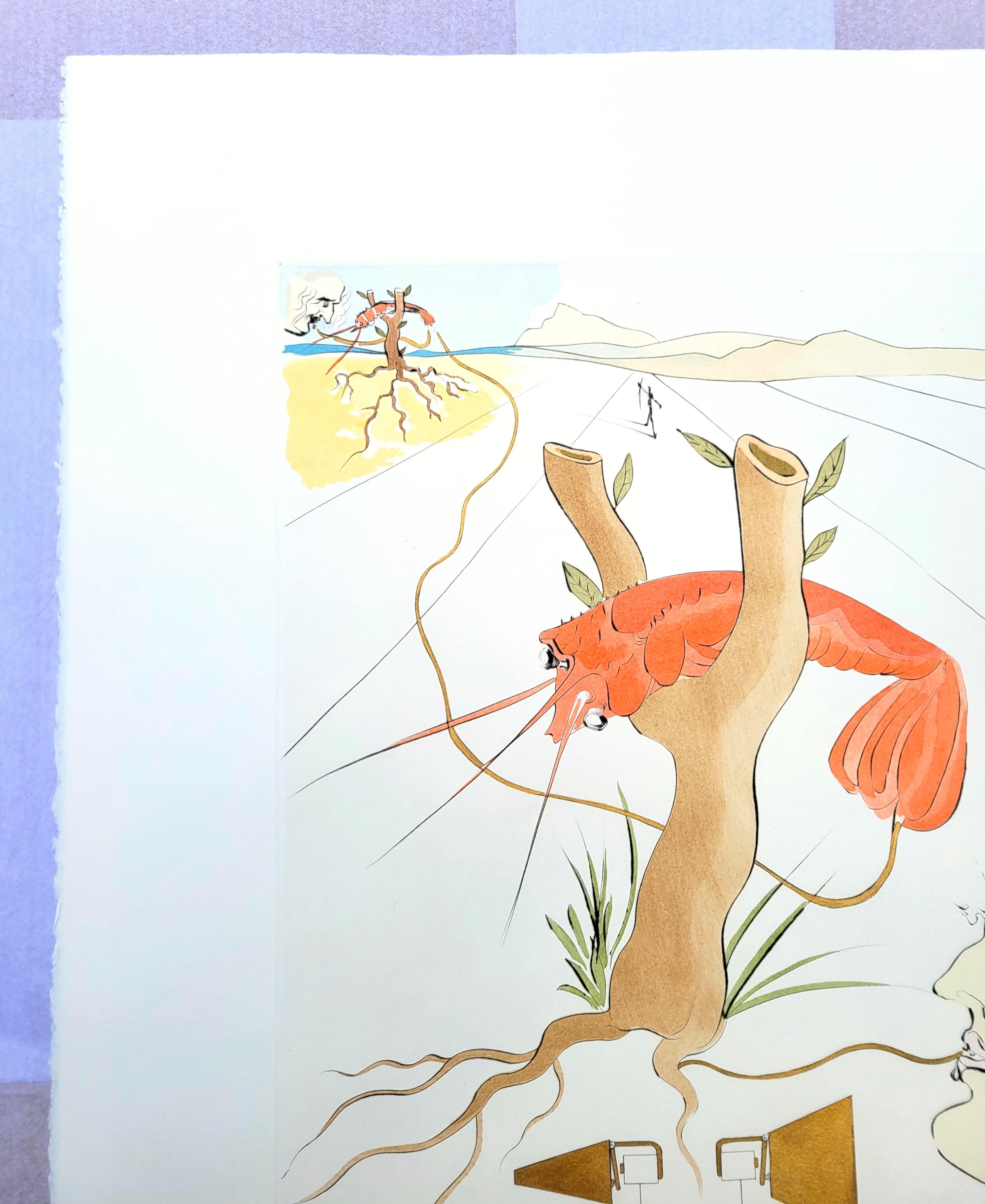 Le Téléphone (Lobster Telephone) /// Salvador Dali Surréalisme Modernité Gravure - Beige Animal Print par Salvador Dalí
