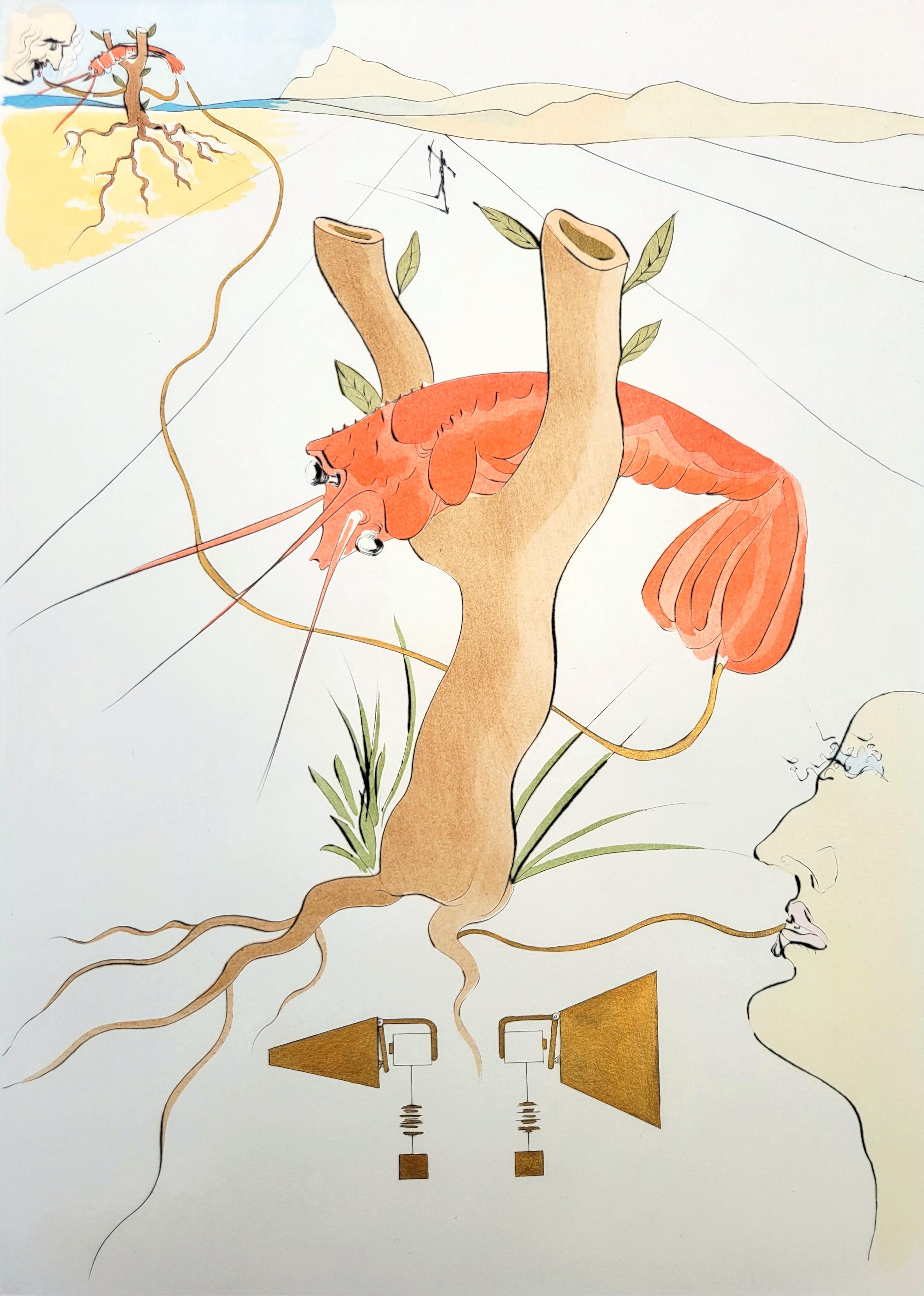 Le Téléphone (Hummertelefon) /// Salvador Dali Surrealismus Moderne Gravur