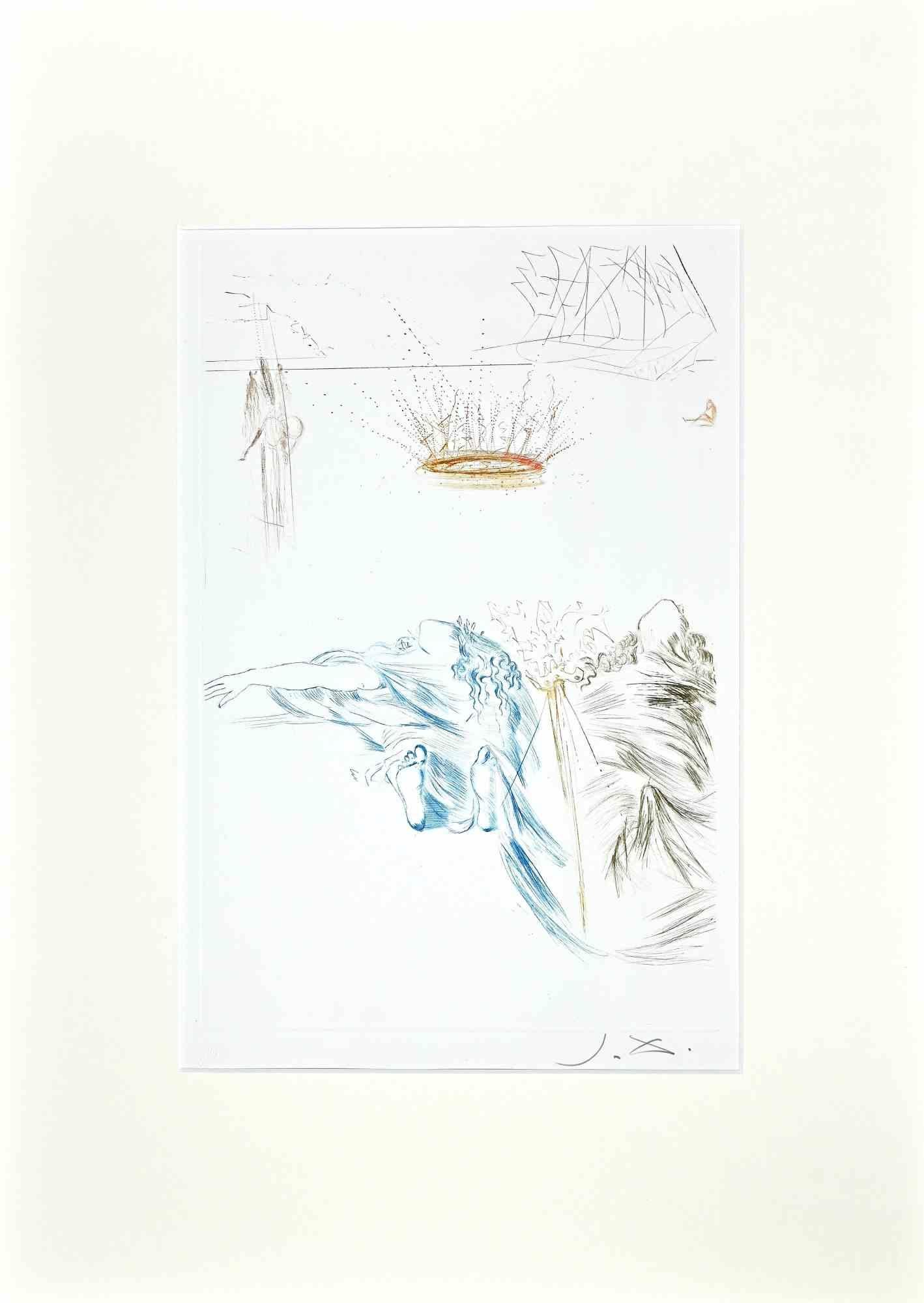 Le Testament de Tristan - Kaltnadelradierung nach S. Dalì - 1969 – Print von Salvador Dalí