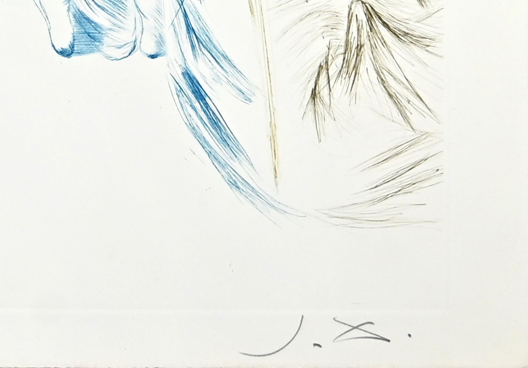 Le Testament de Tristan - Kaltnadelradierung nach S. Dalì - 1969 (Weiß), Figurative Print, von Salvador Dalí