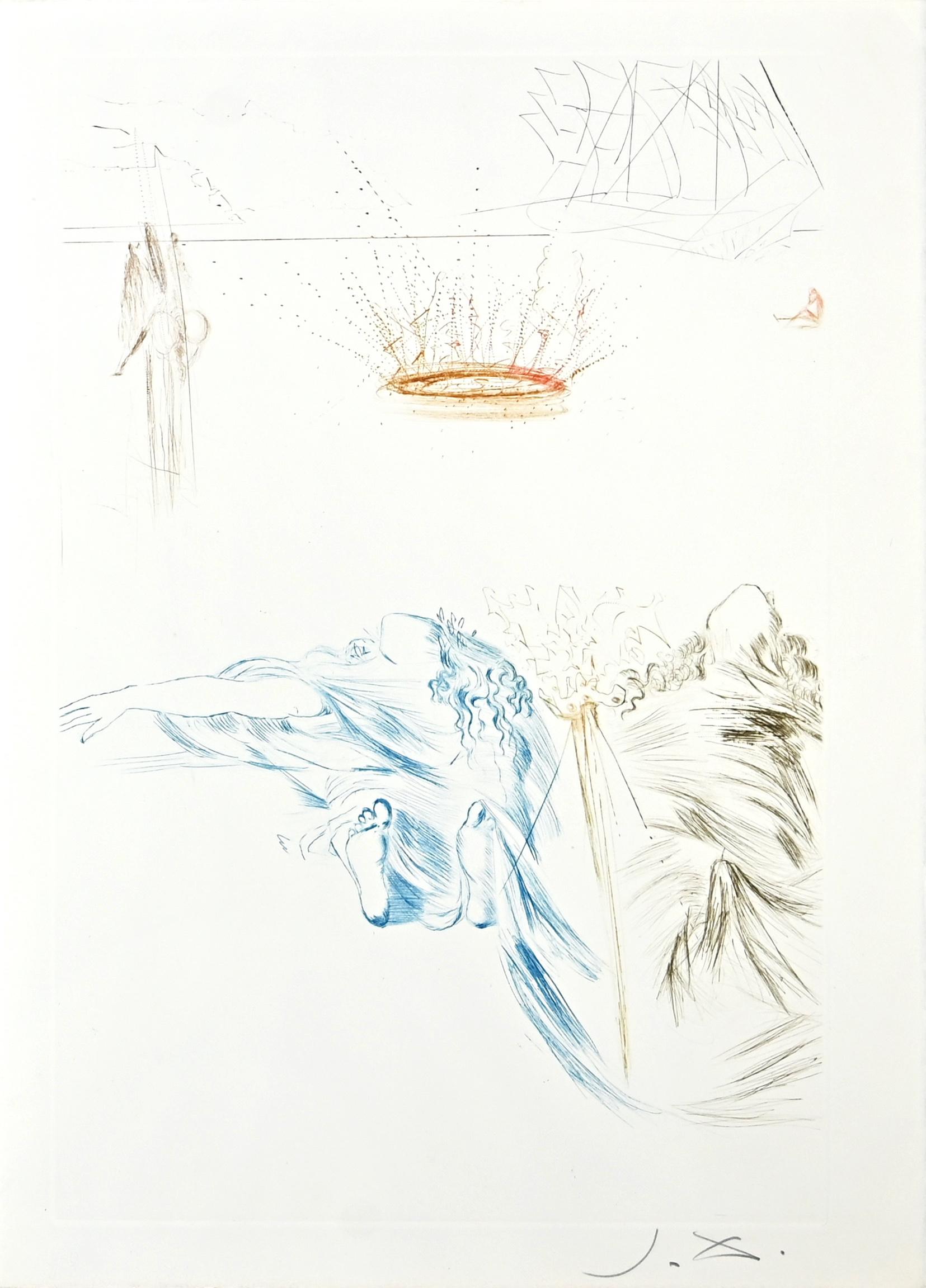 Figurative Print Salvador Dalí - Le Testament de Tristan - Pointe sèche et gravure attr. à S. Dalì - 1969