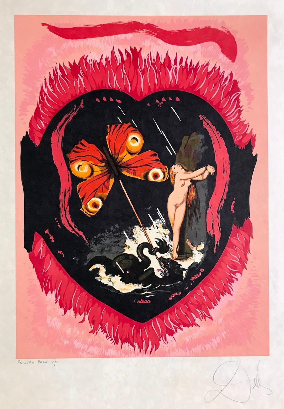 Le Triomphe (Drei Schwerter-Suite) L'Amour Suite, signierte Lithographie auf japanischem Papier (Pink), Animal Print, von Salvador Dalí