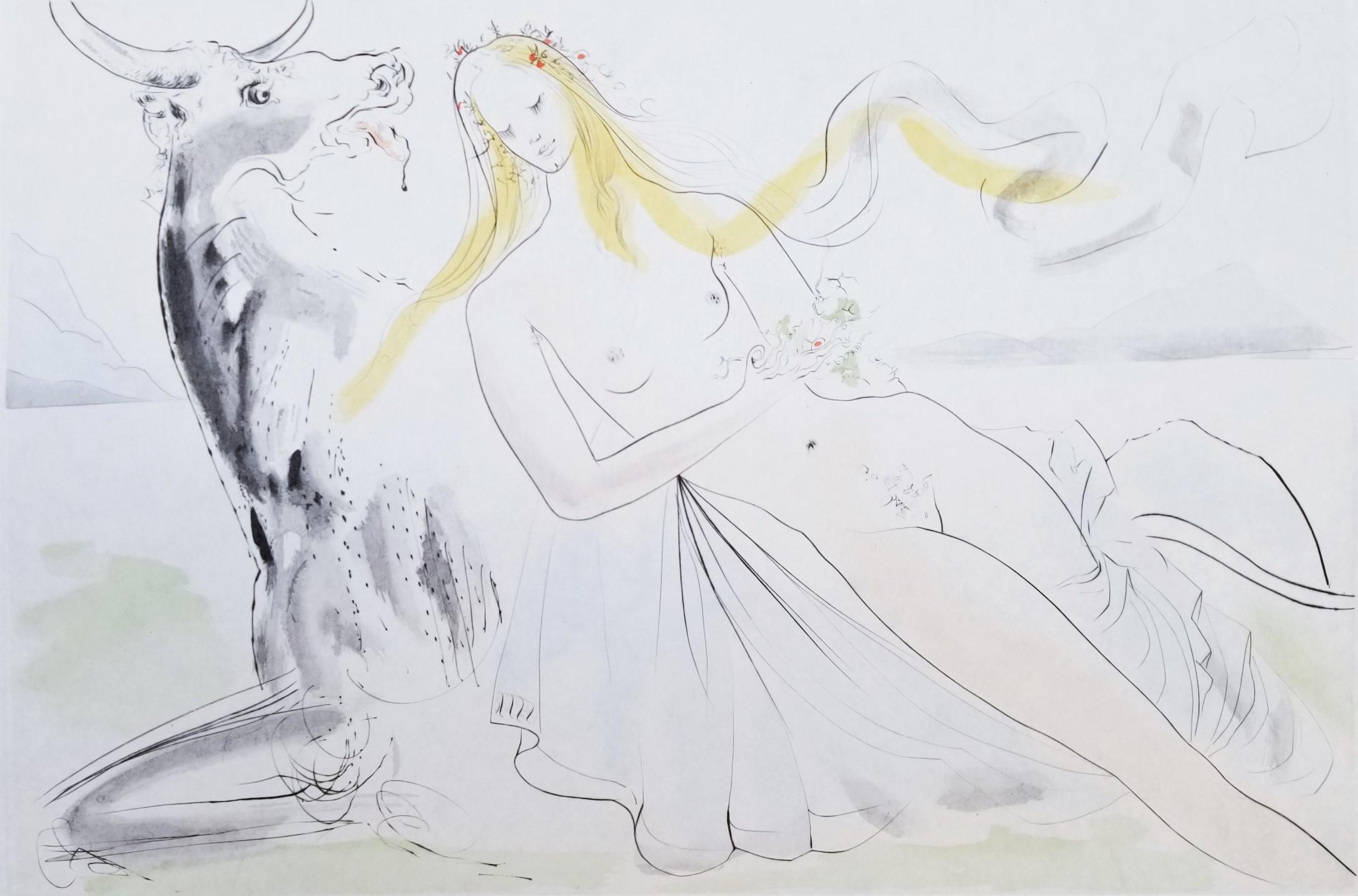 Salvador Dalí Nude Print – Le Viol d' Europe (Der Rape of Europa) /// Surrealismus Salvador Dali Mythologie Kunst