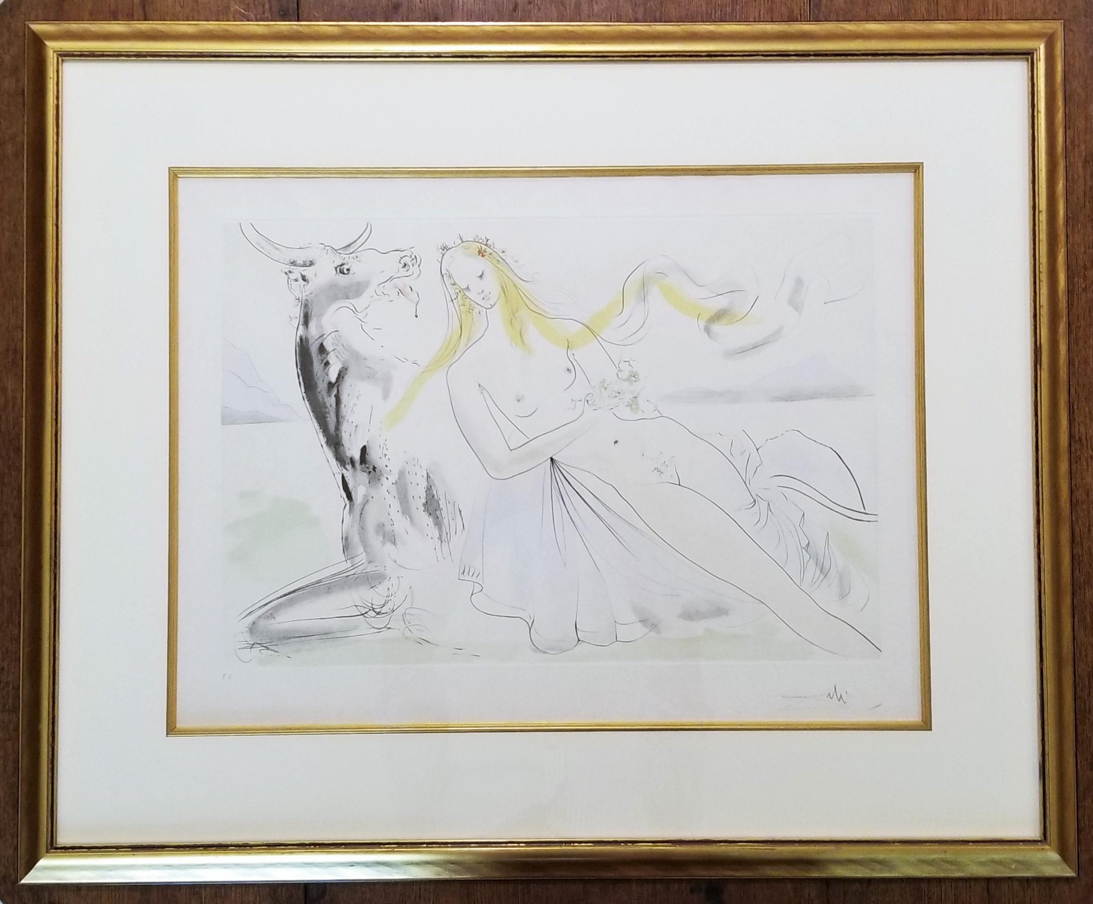 Le Viol d'Europe (The Rape of Europa) /// Surrealism Salvador Dali Mythology Art - Nude Print Gris de Salvador Dalí