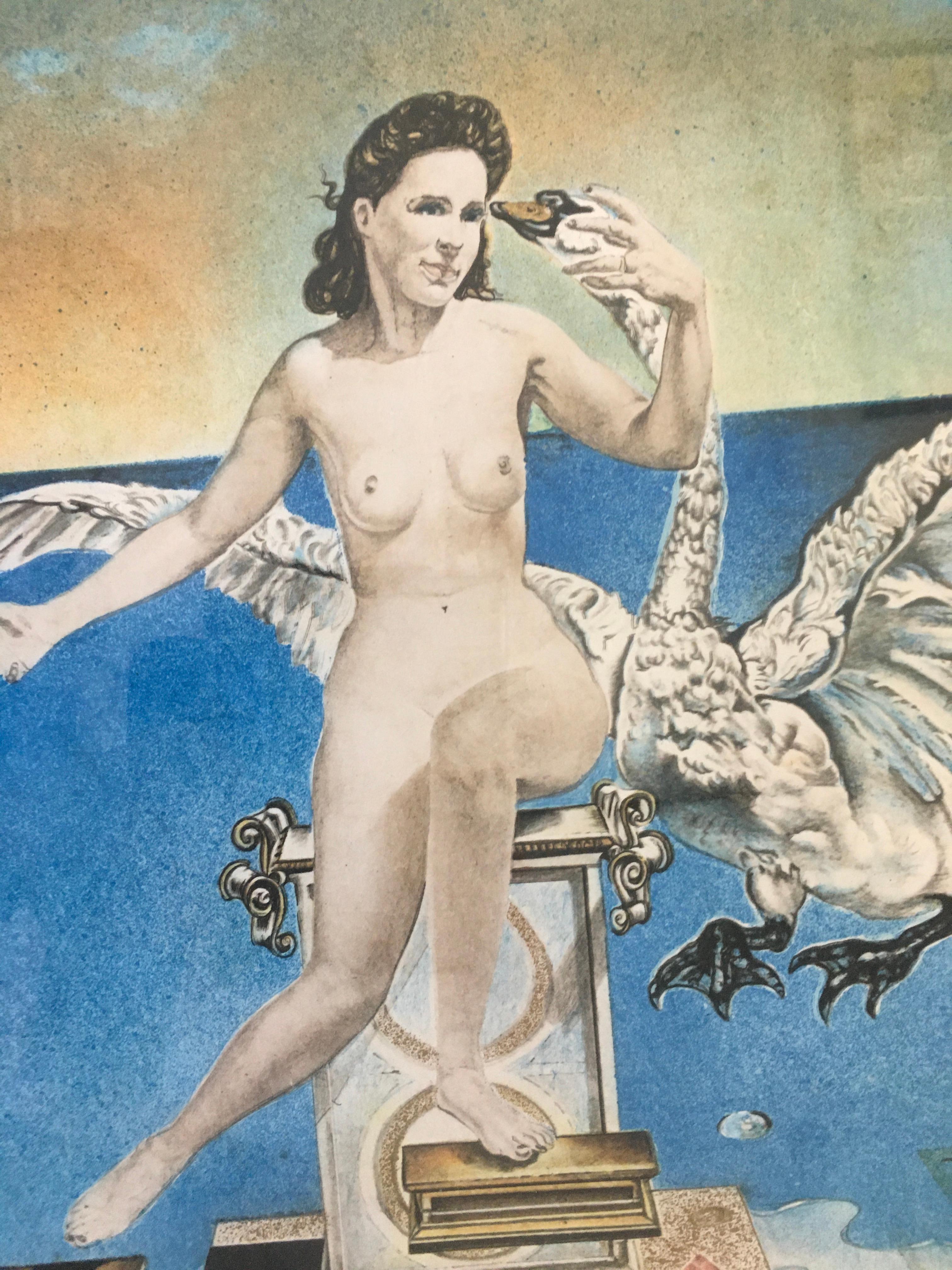 Leda Atomica, Lithograph Signed Numbered and Stamped - Gray Figurative Print by Salvador Dalí