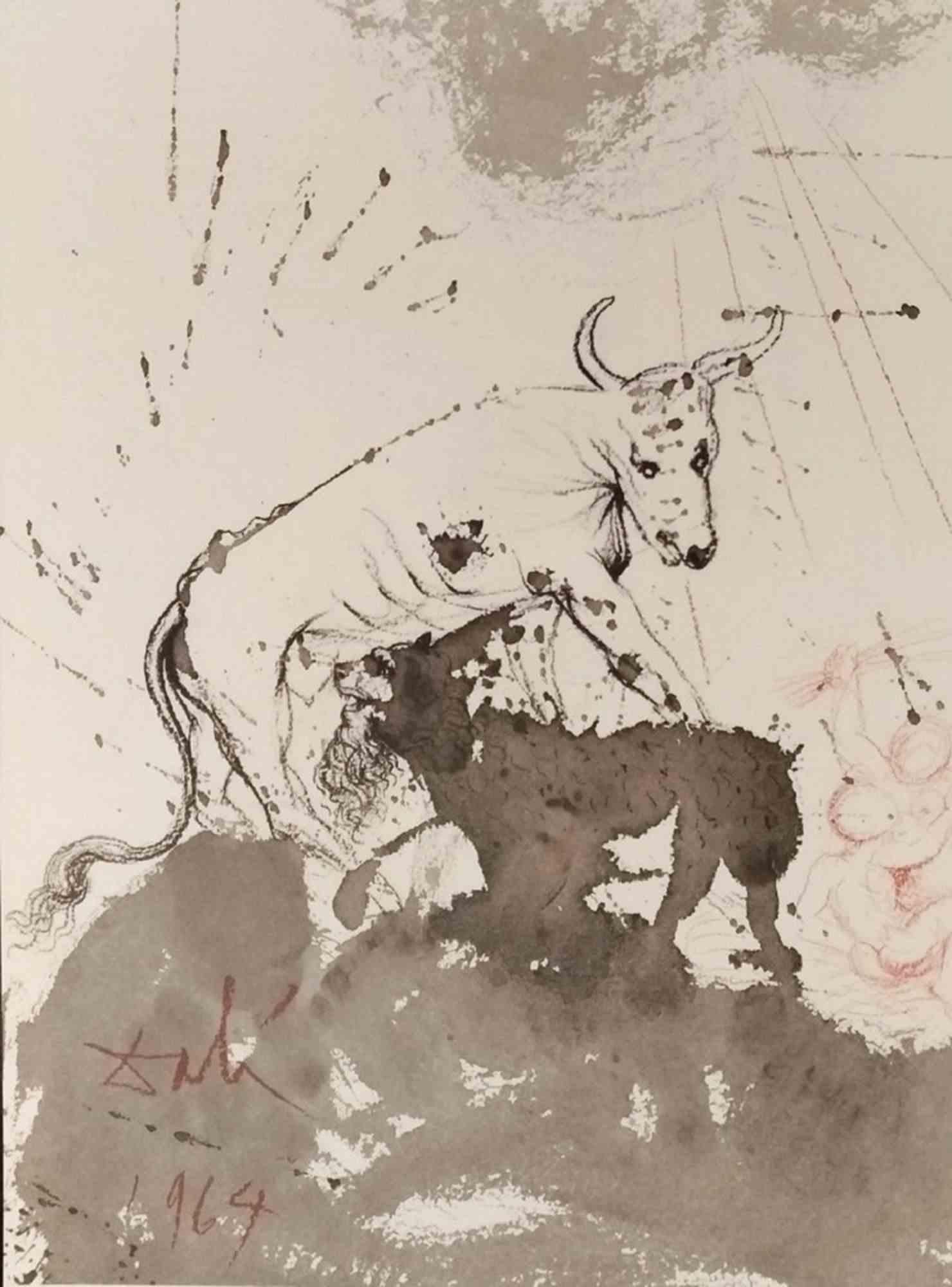 Salvador Dalí Figurative Print - Leo Quasi Bos Comedens Paleas -  Lithograph - 1964