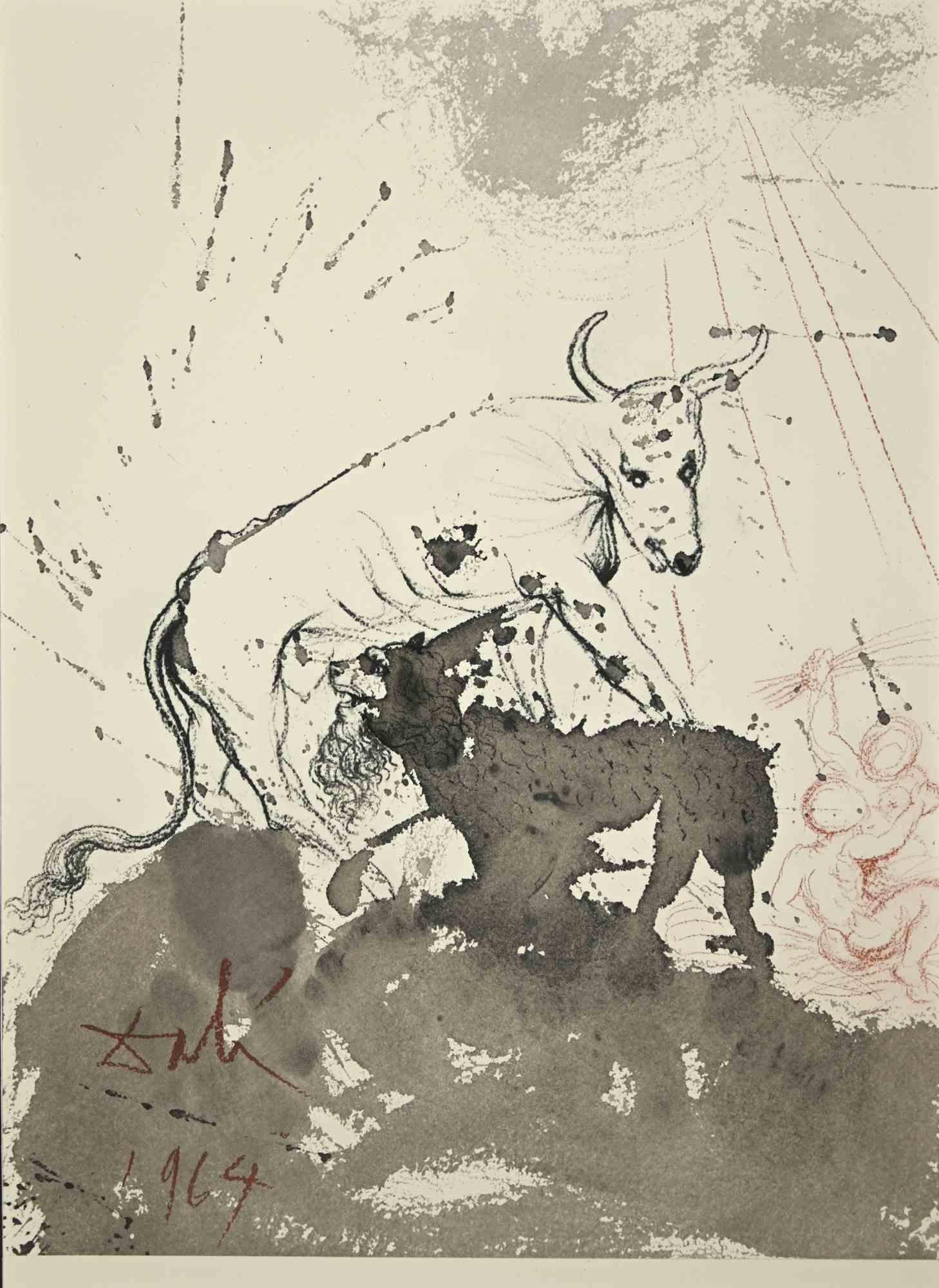 Salvador Dalí Print - Leo Quasi Bos Comedens Paleas - Lithograph - 1964