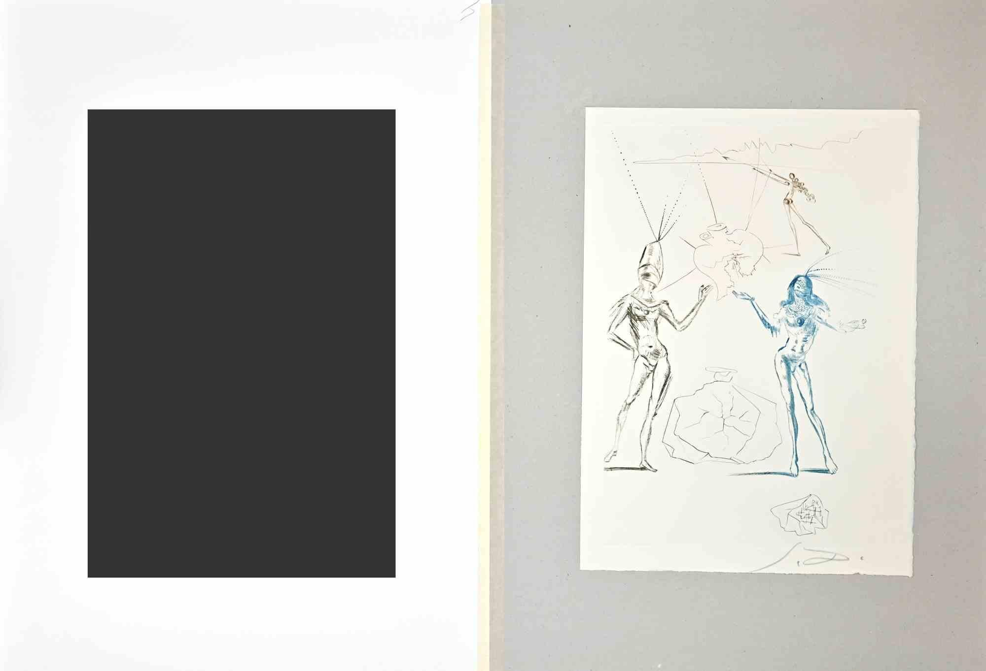 Les Amants Condamnés - Mixed Media attr. to Salvador Dalì - 1969 - Print by Salvador Dalí