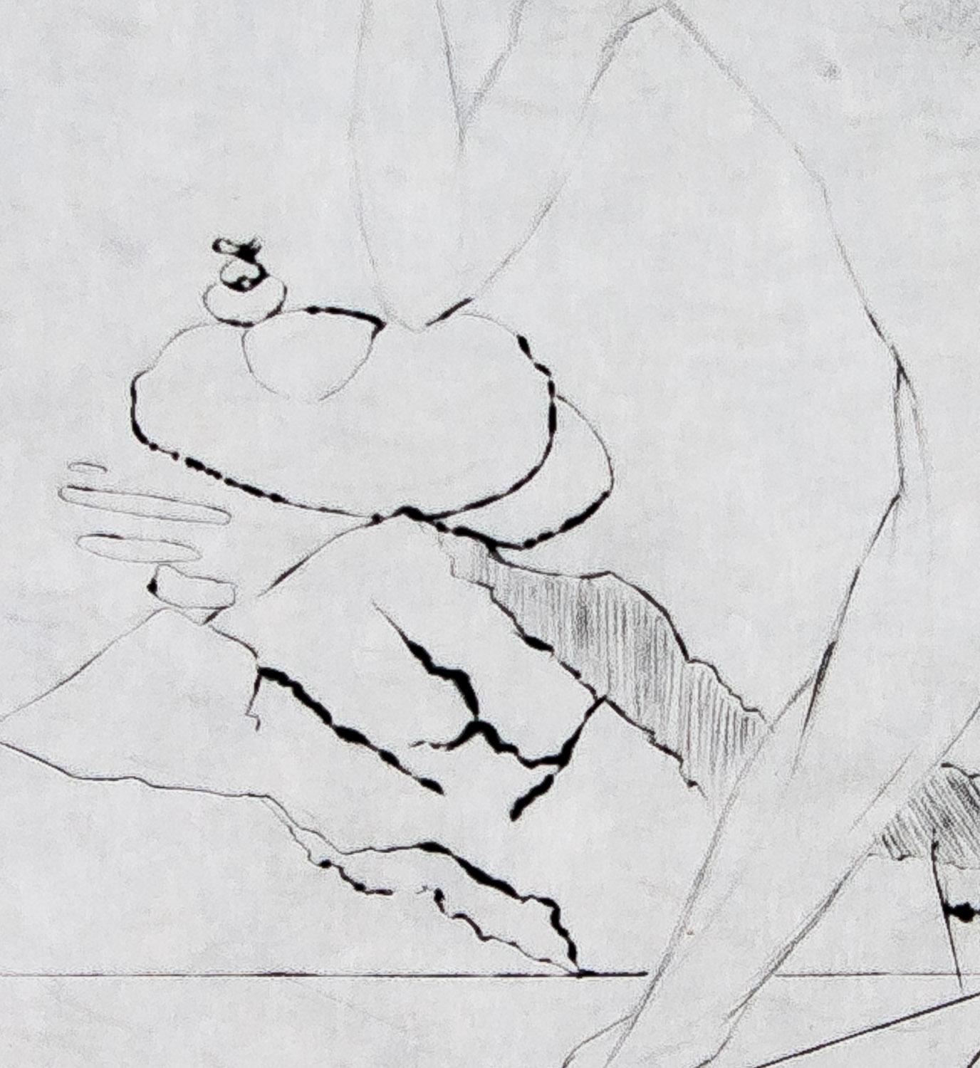      Bicephale ( personnage a deux  tetes )  de Salvador Dali est tiré de Les Amours de Cassandre , une suite de 18 gravures originales inspirées par le livre de l'artiste  Pierre de Ronsard qui a écrit un recueil de poèmes en 1552 pour exprimer son