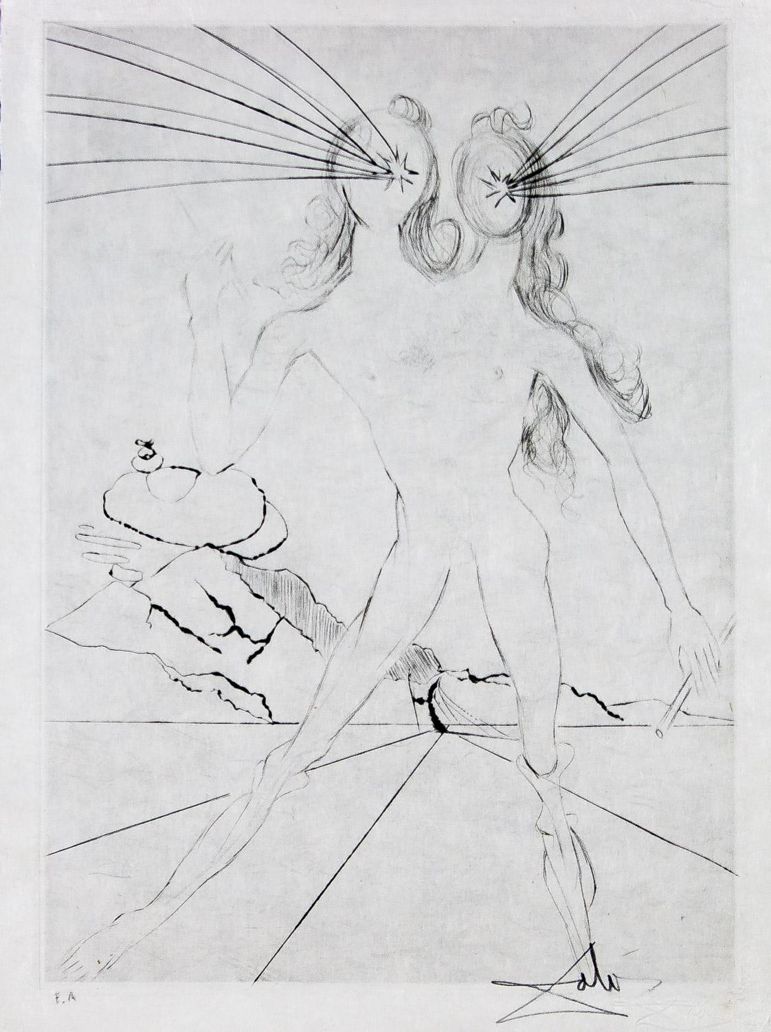 Salvador Dalí Nude Print – Les Amours de Cassandre Bicephale von Salvador Dali