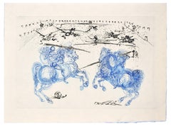 Les Cavaliers Bleus - Original Etching by S. Dali - 1973