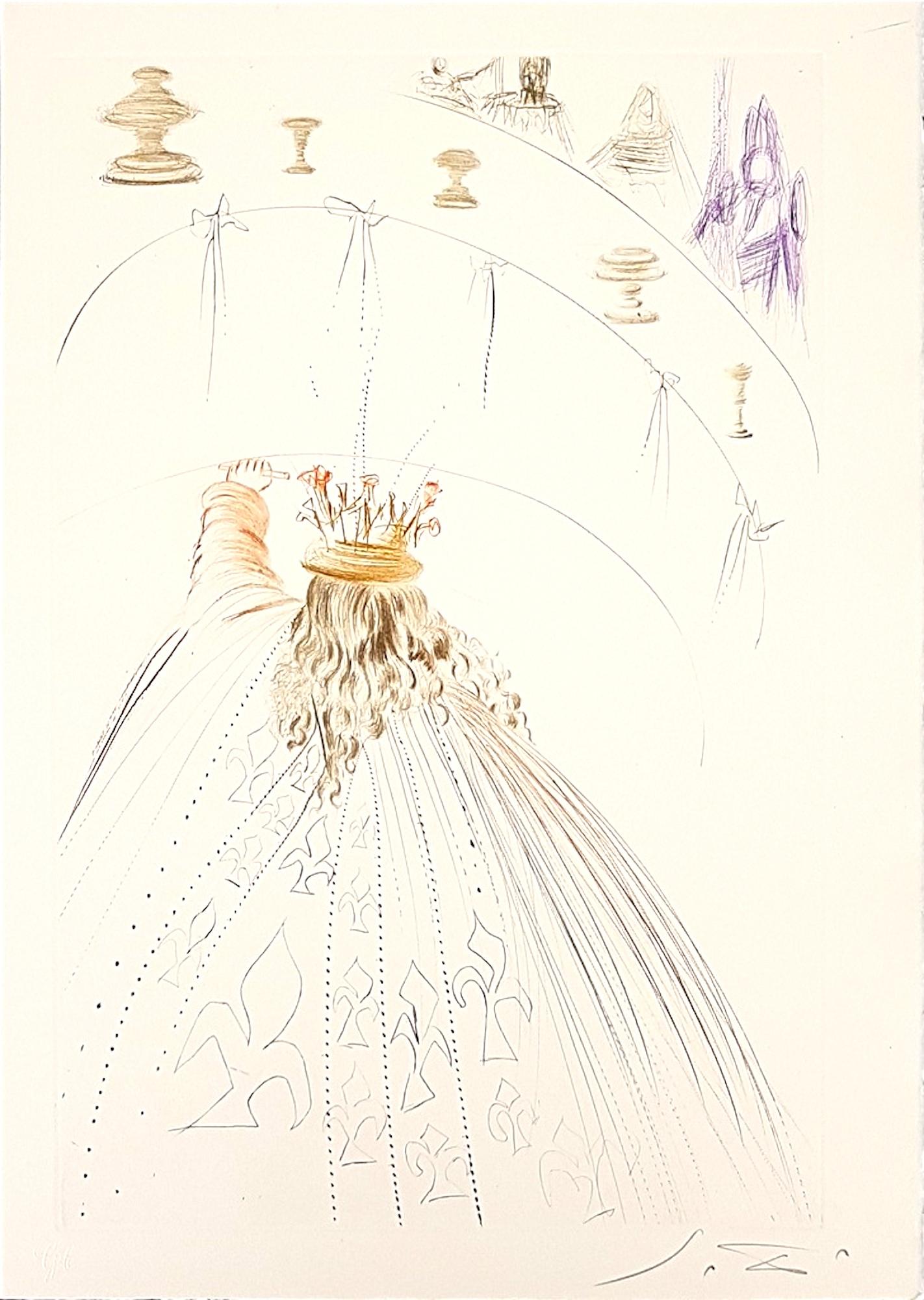 Salvador Dalí Print - Les Chevaliers du Roi Artur - Original Etching by S. Dalì - 1969