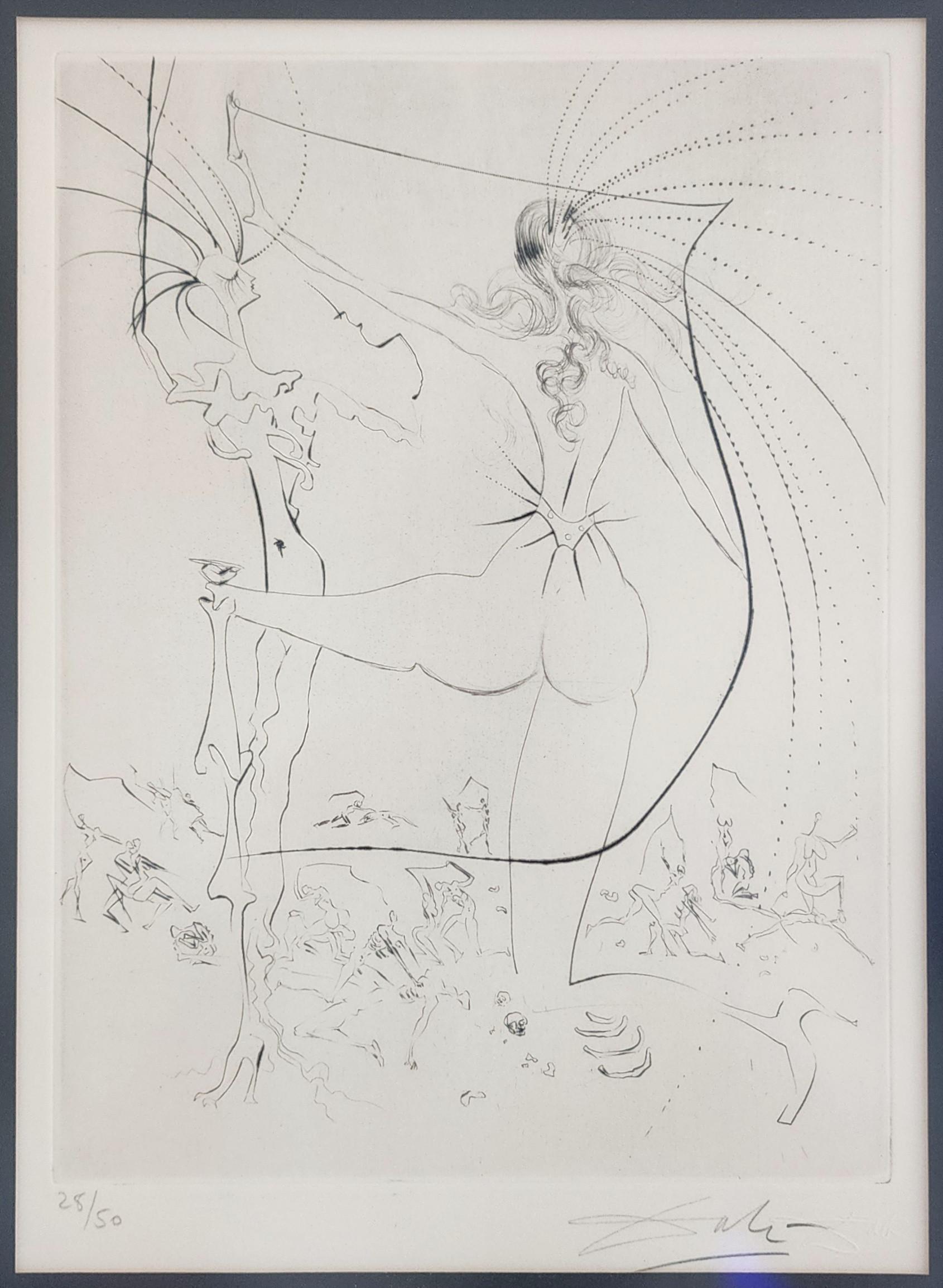 Les Fesses Piquantes (de La Vénus aux Fourrure) - Beige Portrait Print par Salvador Dalí
