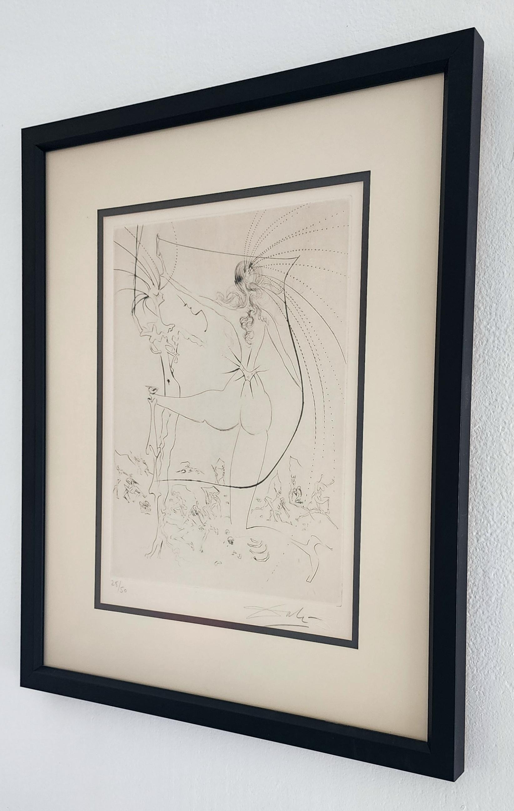 Salvador Dali
Les Fesses Piquantes (extrait de La Venus aux Fourrure)
1969
Gravure sur papier Arches teinte
Visible : 12.75 x 10.125 pouces
Encadré : 21 x 17 x 1 pouces
Édition : 50
Signé et numéroté au crayon le long du bord inférieur, avec