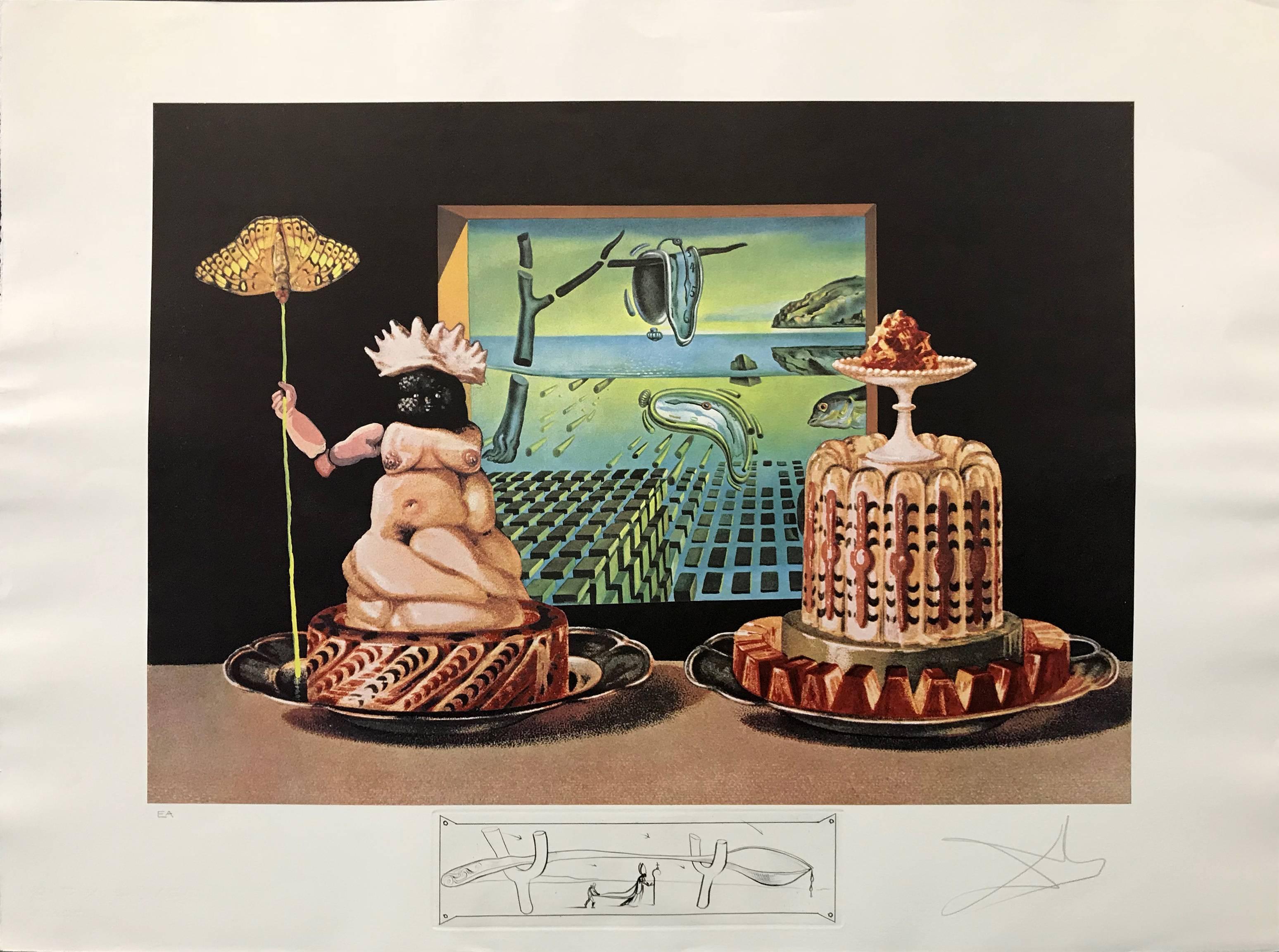 Salvador Dalí Figurative Print - LES 'JE MANGE GALA'