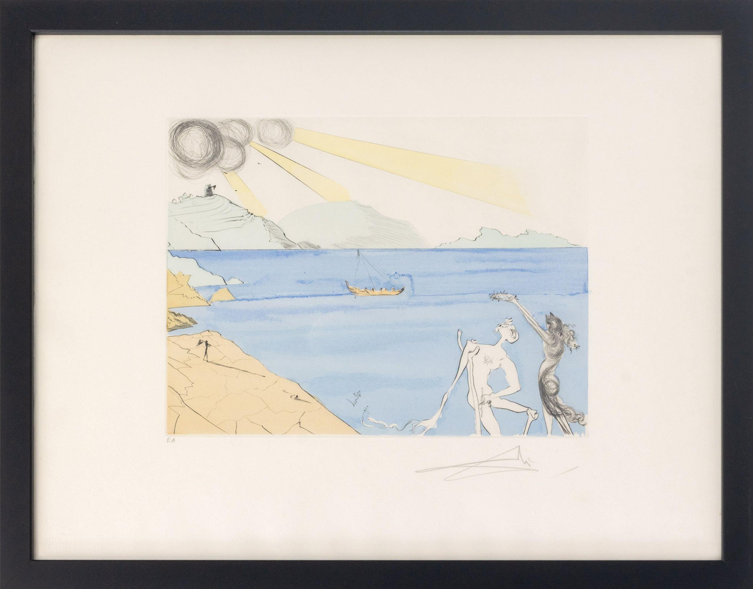 "Les Lauriers de Bonheur" [The Laurels of Happiness] Etching in Colors, 1974