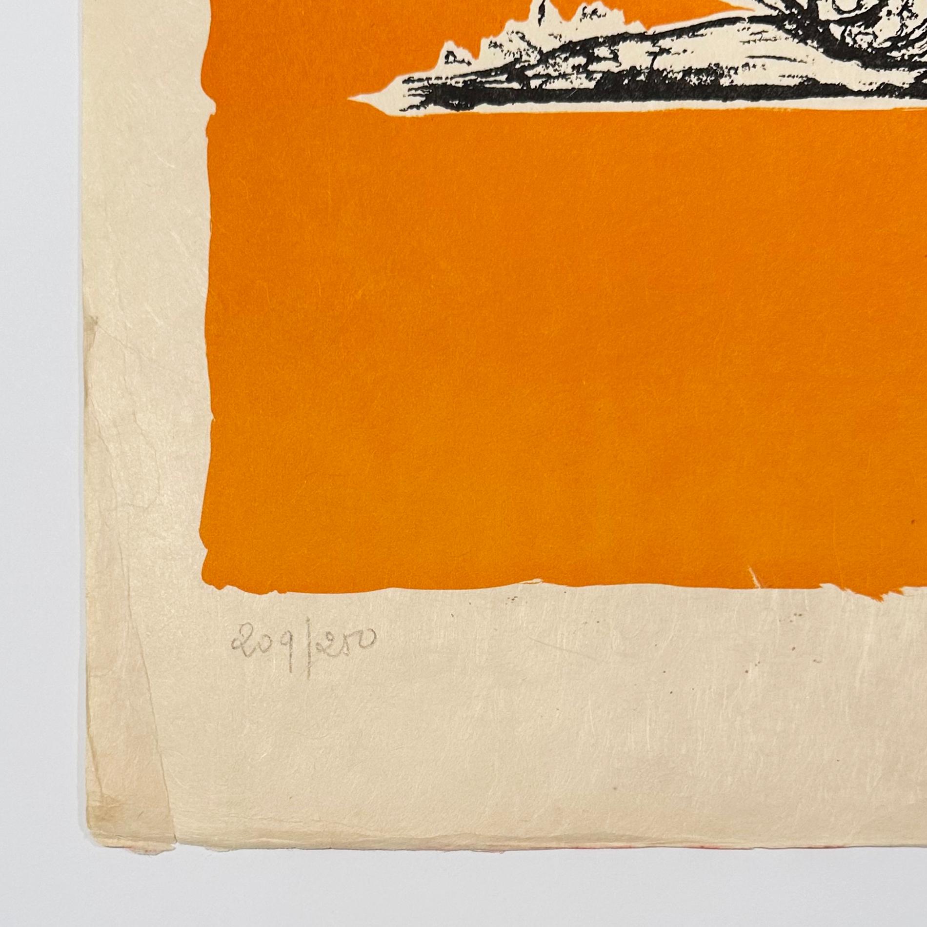 Die Lieder der Drolatiker von Pantagruel (Orange), Figurative Print, von Salvador Dalí