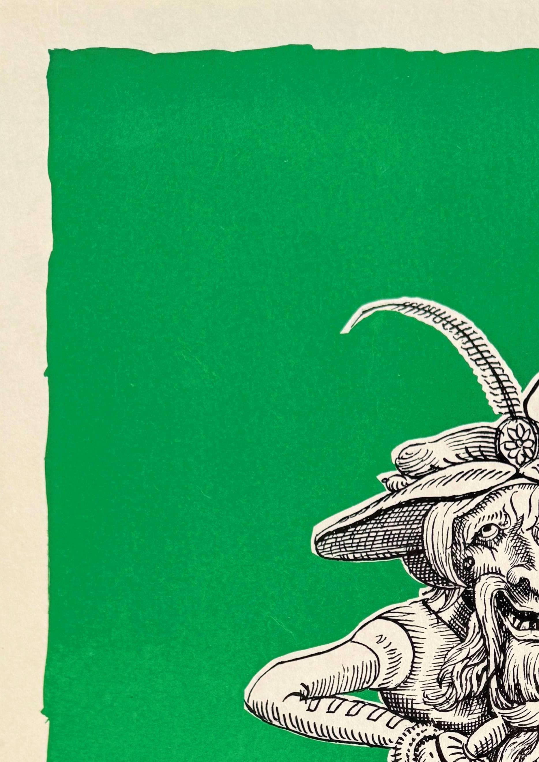 Le canzoni drastiche di Pantagruel, piano I - Print Verde di Salvador Dalí