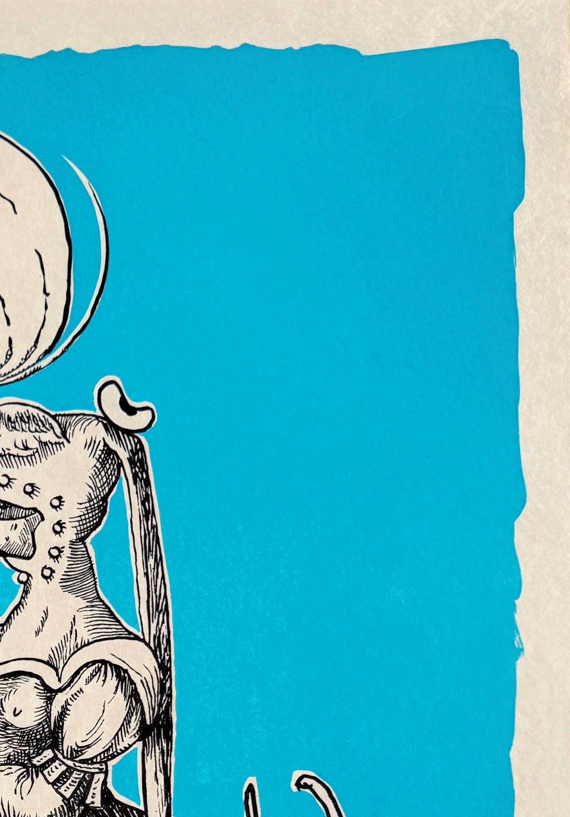 Les Songes Drôlatiques de Pantagruel, Planche III - Print Azul de Salvador Dalí