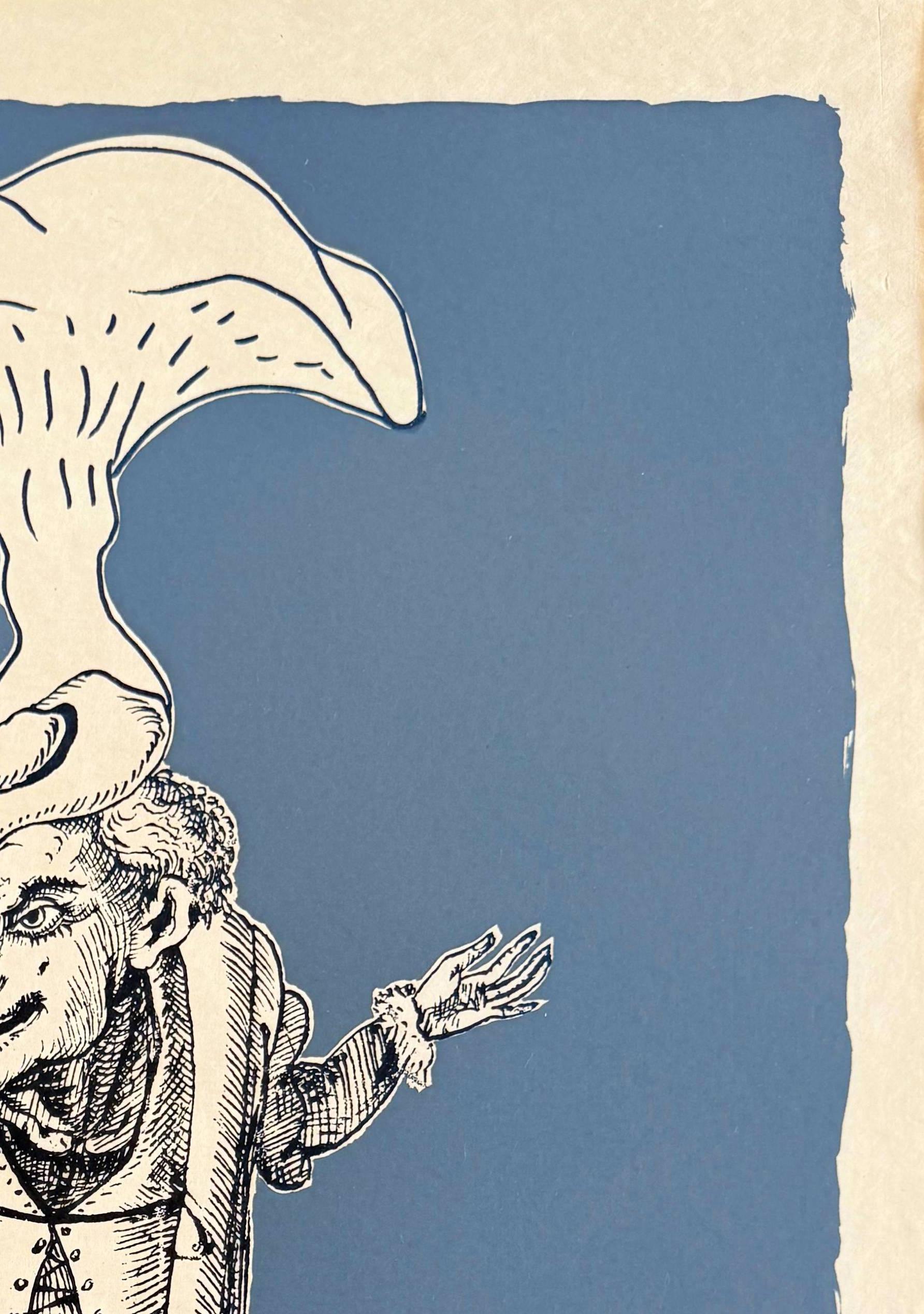 Les Songes Drôlatiques de Pantagruel, Planche IX - Gris Print par Salvador Dalí