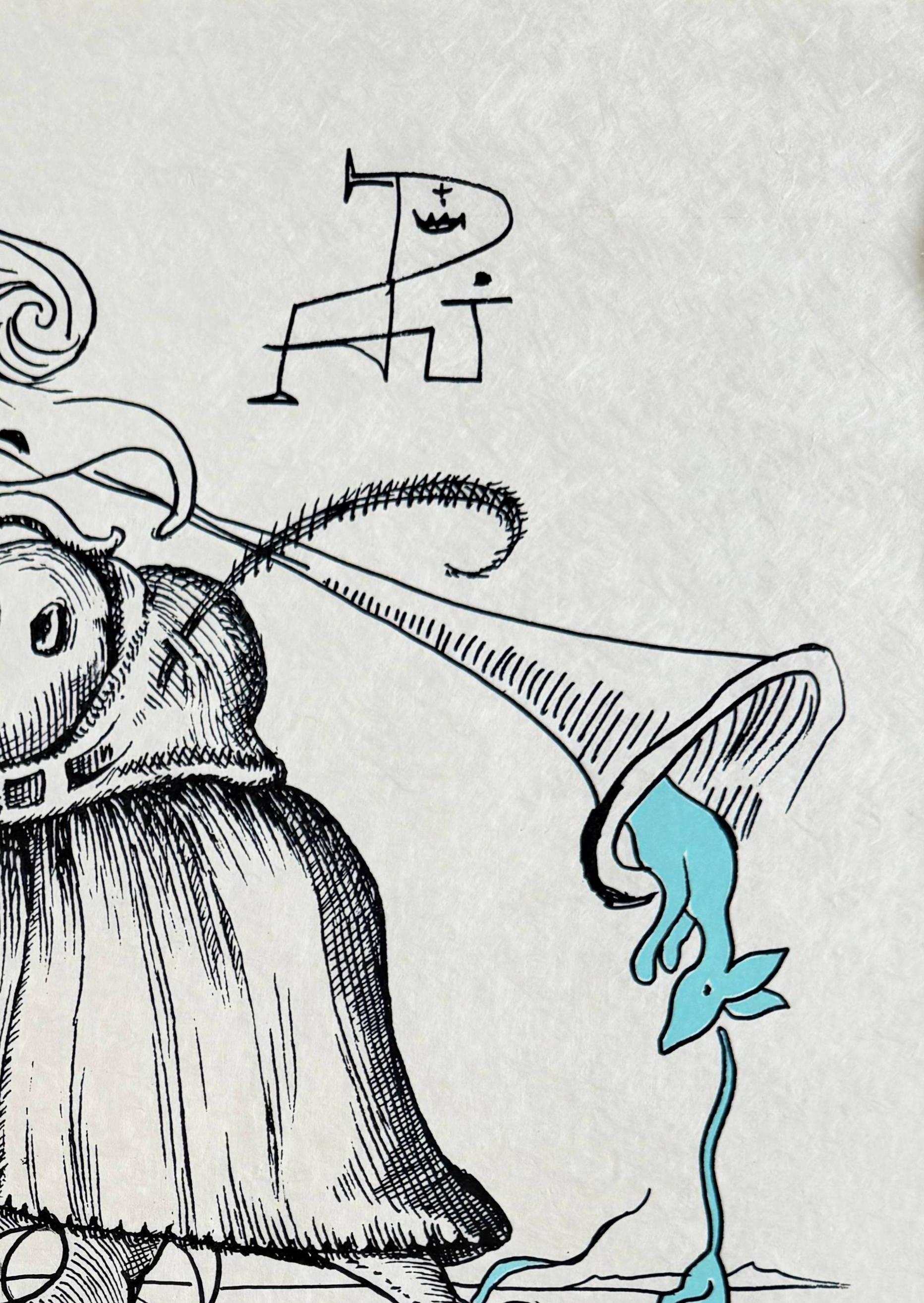 Die Drôlatique-Lieder von Pantagruel, Planche VI (Grau), Print, von Salvador Dalí