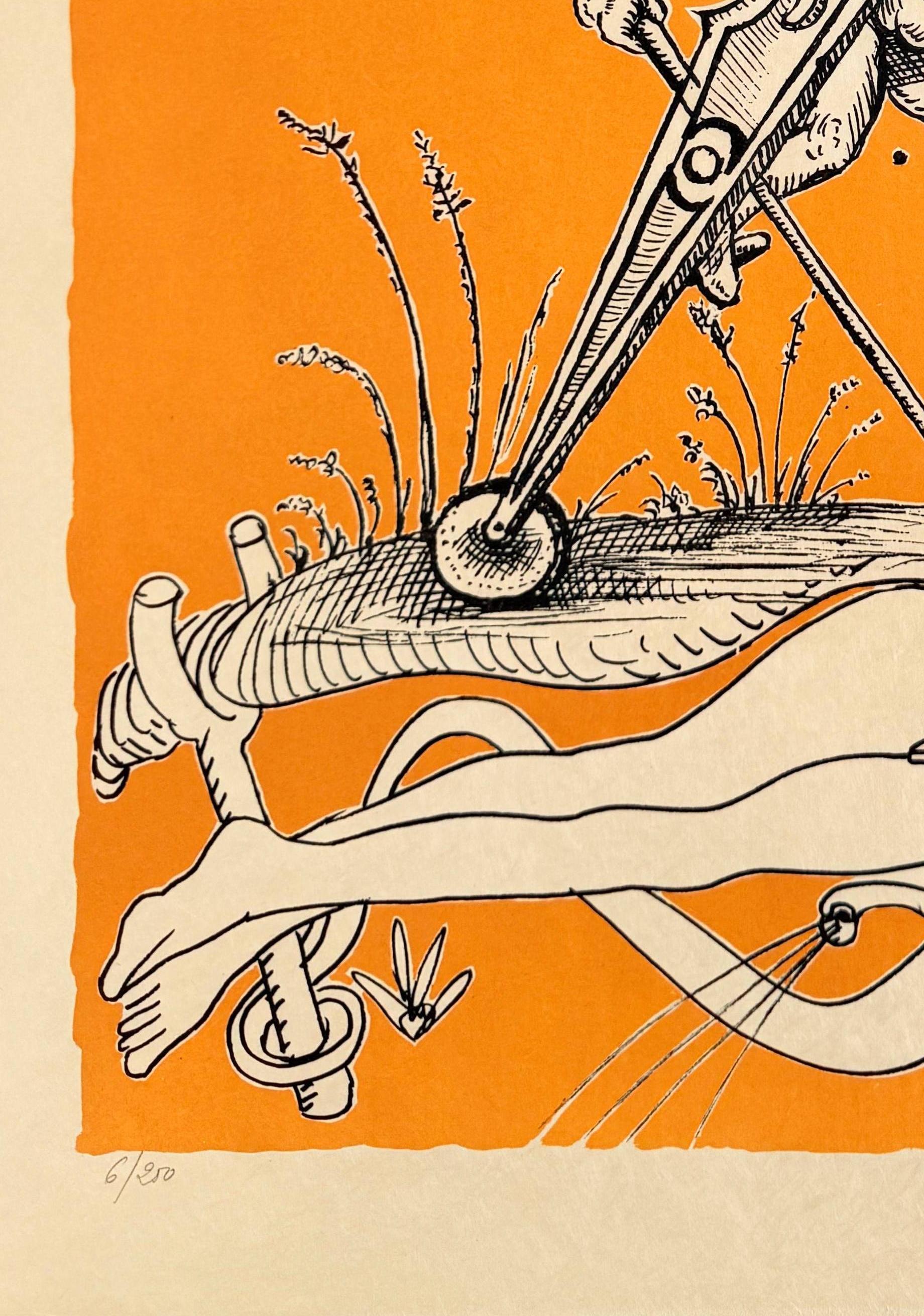 Salvador Dali (1904-1989) - Les Songes Drôlatiques de Pantagruel, Planche VII

Lithographie de 1973.

Edition 6/250 sur papier Japon.

Dimensions de l'œuvre : 76 x 56 cm

Éditeur : Carpentier.

Imprimé par l'Atelier Grapholith.

L'œuvre est en