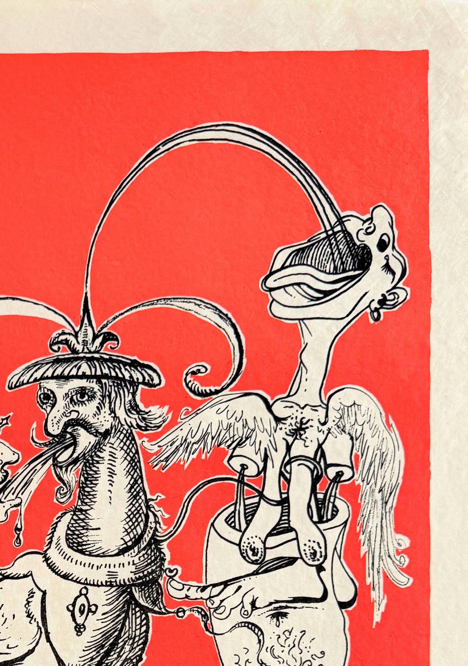 Le canzoni drastiche di Pantagruel, piano VIII - Print Verde di Salvador Dalí