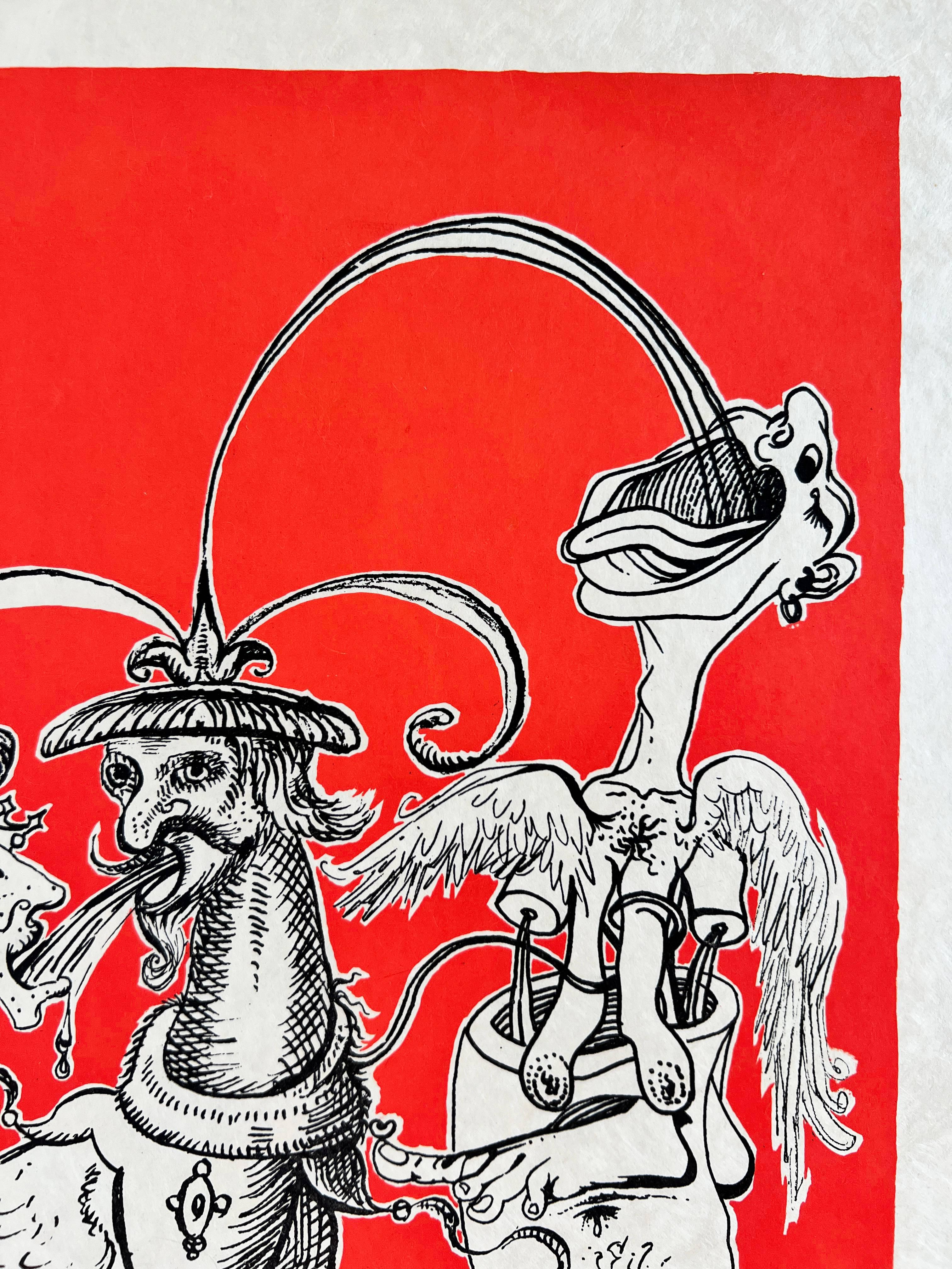 Die Drôlatique-Lieder von Pantagruel, Planche Vlll (Grau), Print, von Salvador Dalí