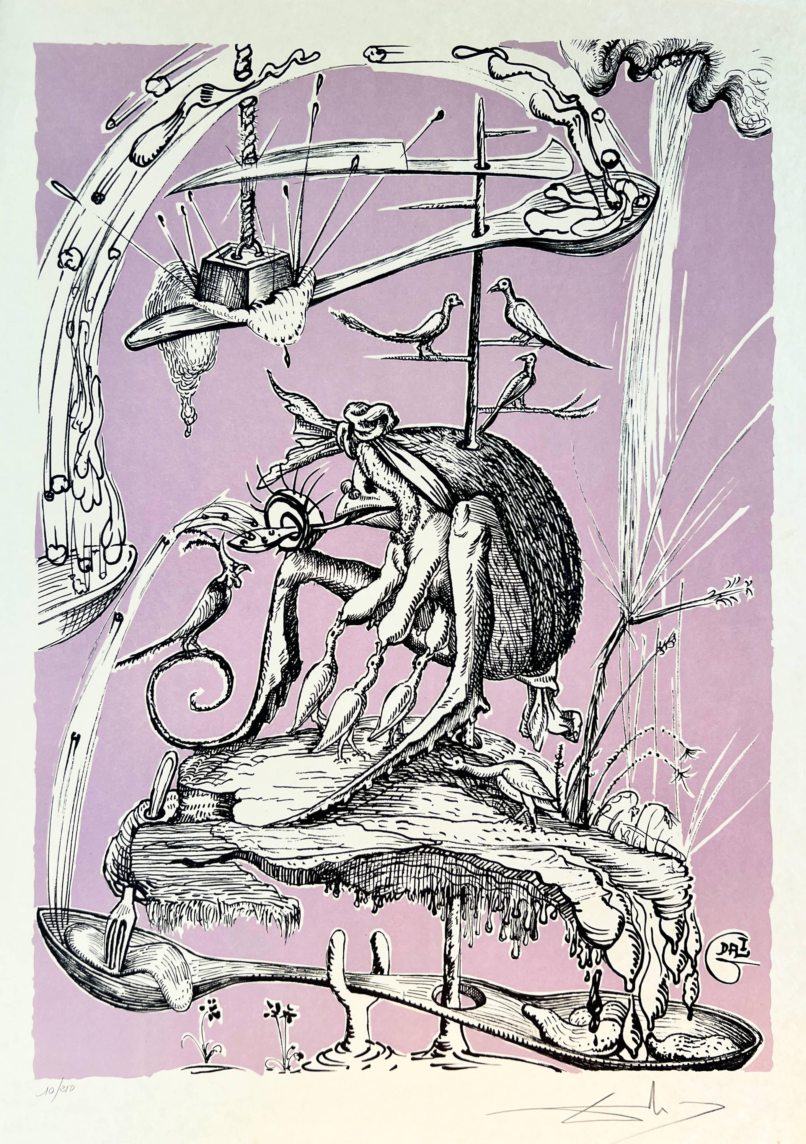 Les Songes Drôlatiques de Pantagruel, Planche XIII - Print de Salvador Dalí