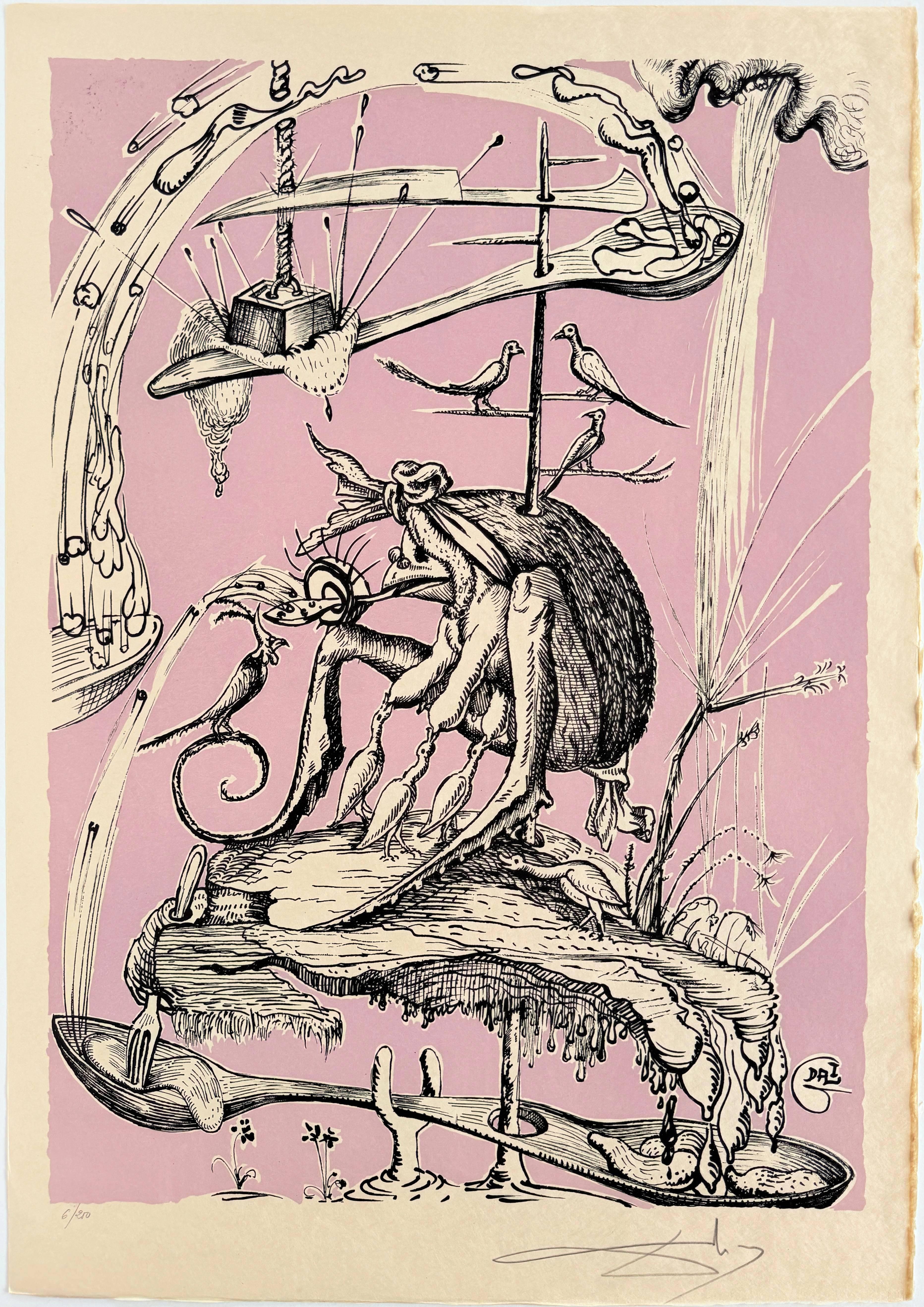 Les Songes Drôlatiques de Pantagruel, Planche XIII - Print de Salvador Dalí