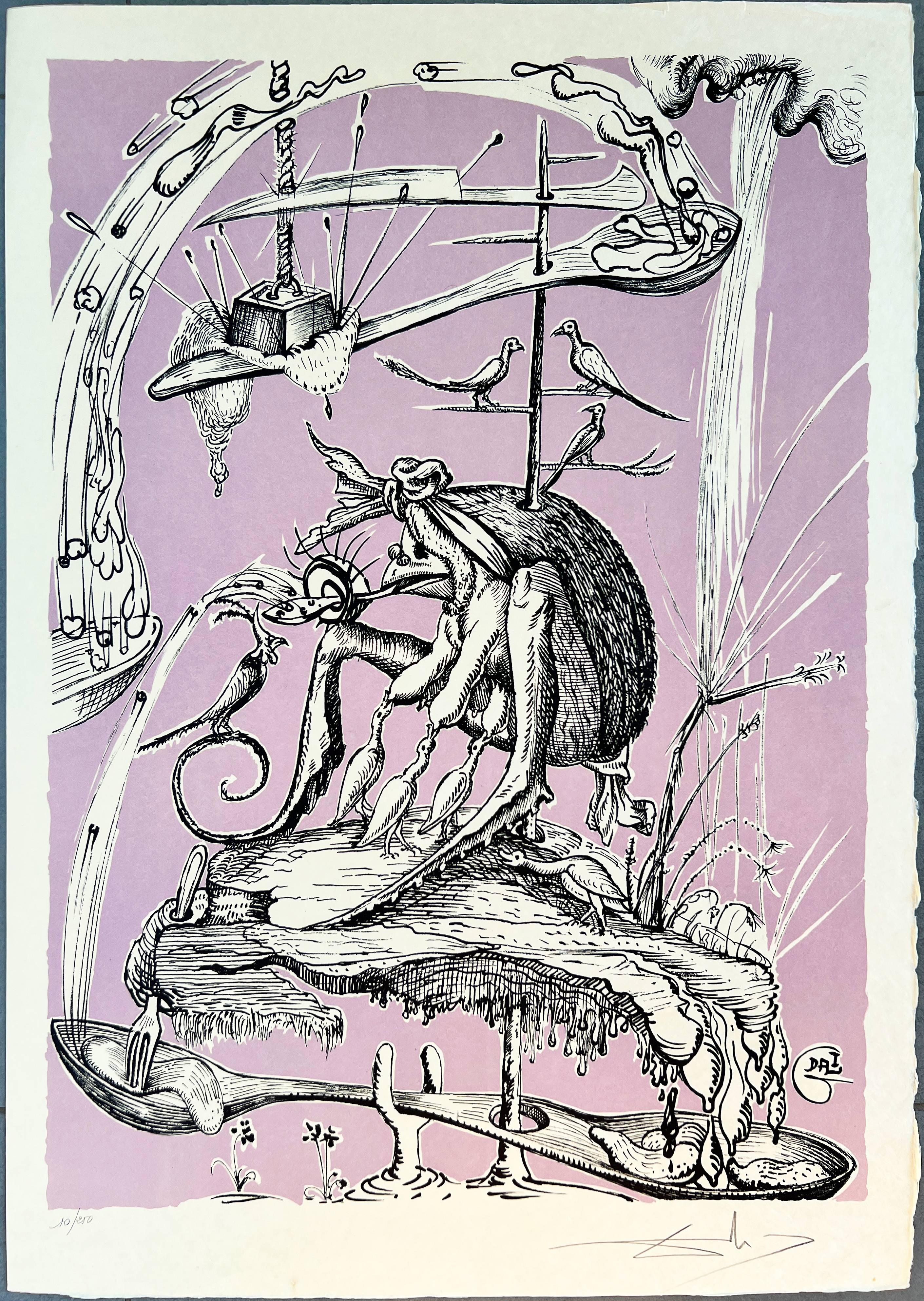 Les Songes Drôlatiques de Pantagruel, Planche XIII - Print Surrealista de Salvador Dalí