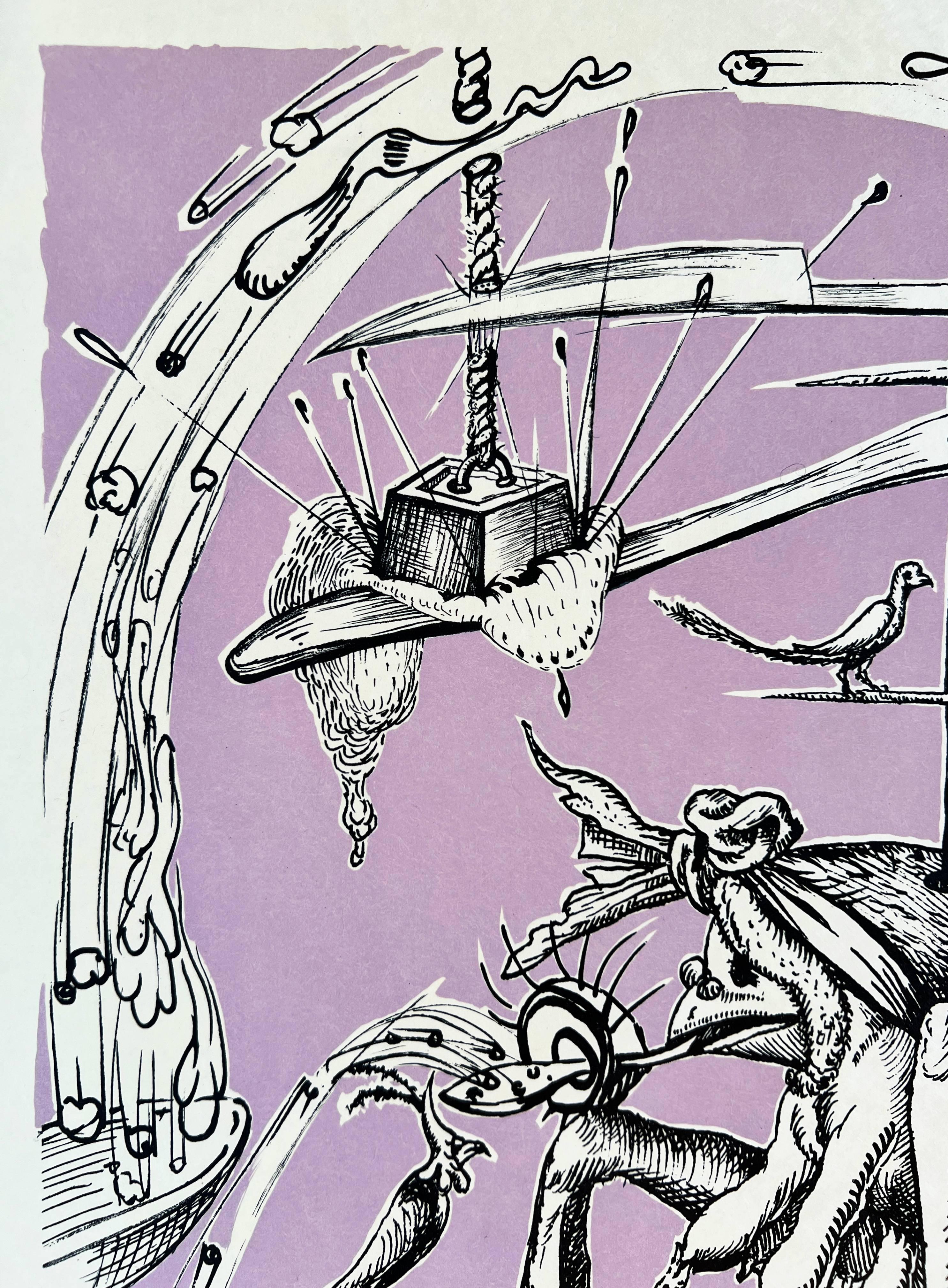 Les Songes Drôlatiques de Pantagruel, Planche XIII - Print Gris de Salvador Dalí