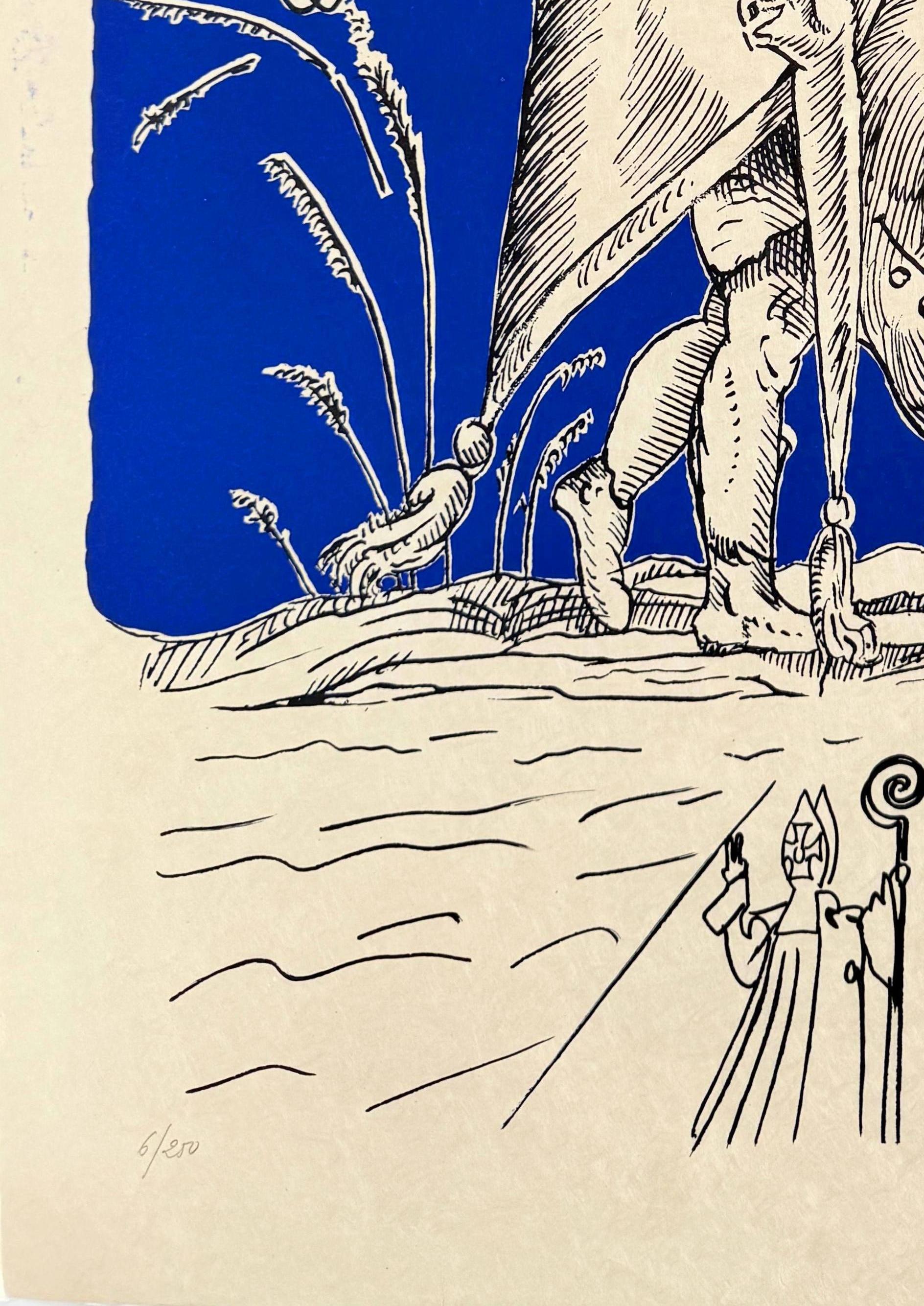 Salvador Dali (1904-1989) - Les Songes Drôlatiques de Pantagruel, Planche XVI

Lithographie de 1973.

Edition 6/250 sur papier Japon.

Dimensions de l'œuvre : 76 x 56 cm

Éditeur : Carpentier.

Imprimé par l'Atelier Grapholith.

L'œuvre est en