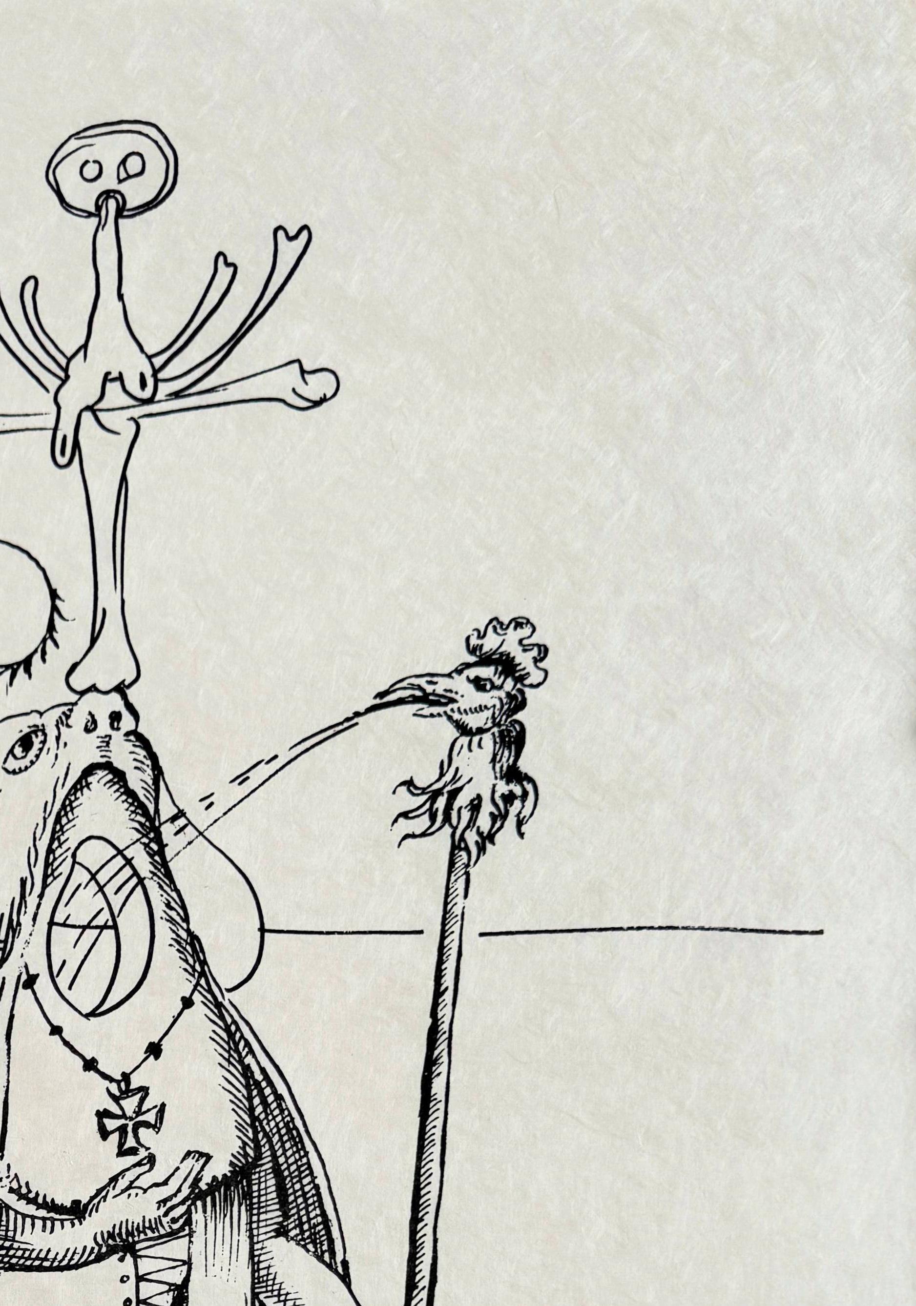 Les Songes Drôlatiques de Pantagruel, Planche XVIII - Gris Print par Salvador Dalí