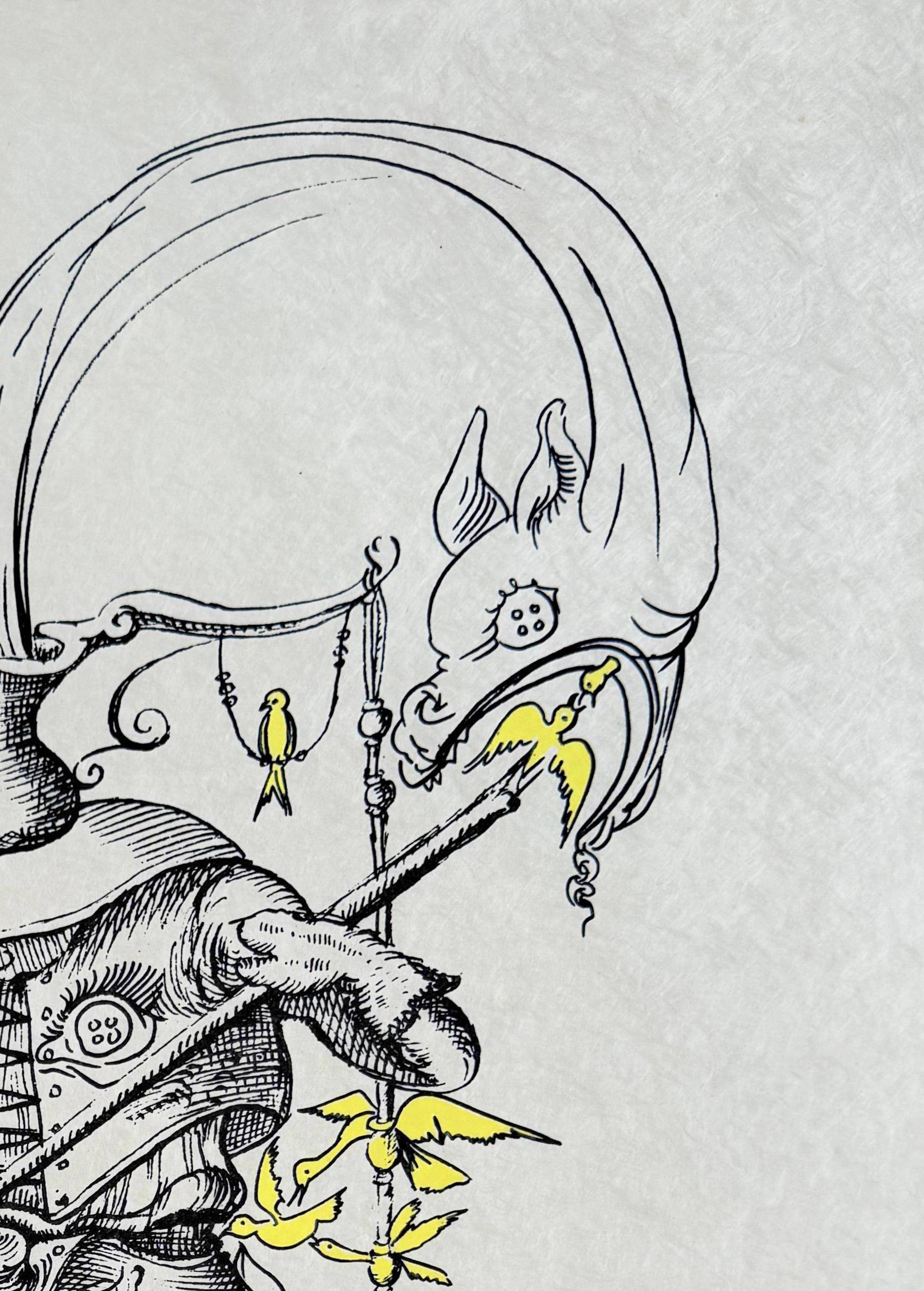 Les Songes Drôlatiques de Pantagruel, Planche XX - Gris Print par Salvador Dalí