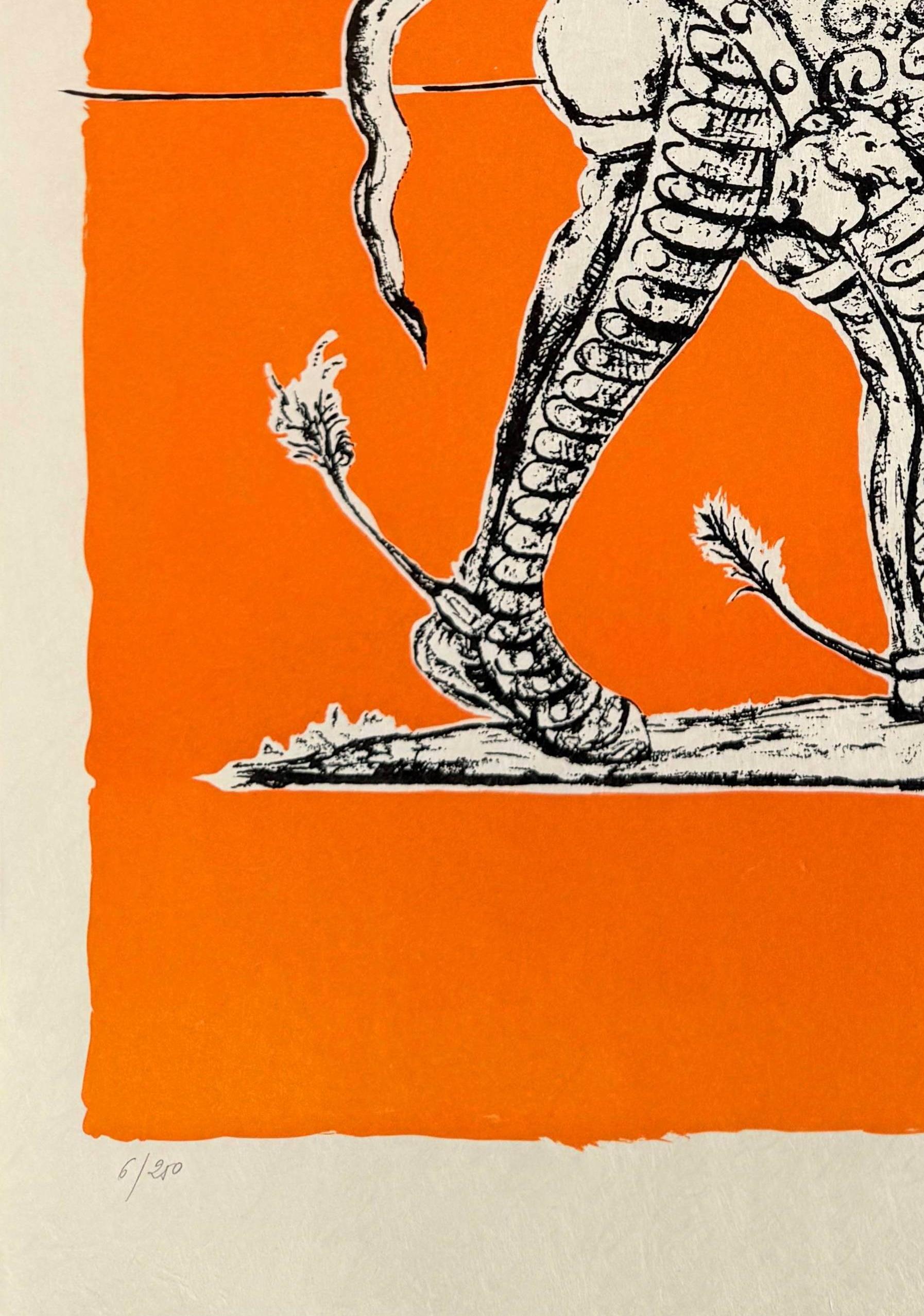 Salvador Dali (1904-1989) - Les Songes Drôlatiques de Pantagruel, Planche XXIV

Lithographie de 1973.

Edition 6/250 sur papier Japon.

Dimensions de l'œuvre : 76 x 56 cm

Éditeur : Carpentier.

Imprimé par l'Atelier Grapholith.

L'œuvre est en