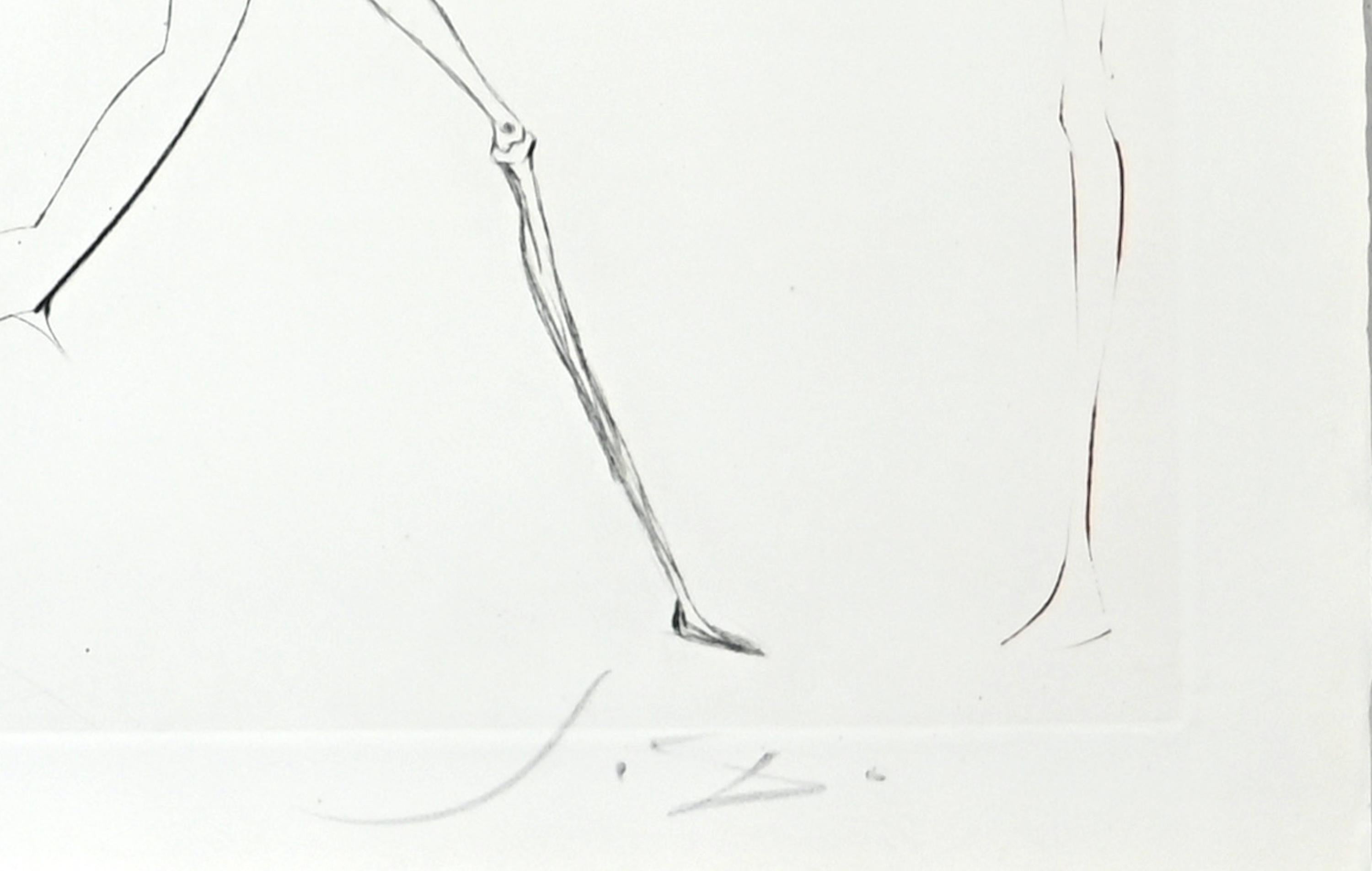 Les Trois Barons Félons - Gravure à la pointe sèche attribuée à S. Dalì - 1969 - Gris Figurative Print par Salvador Dalí