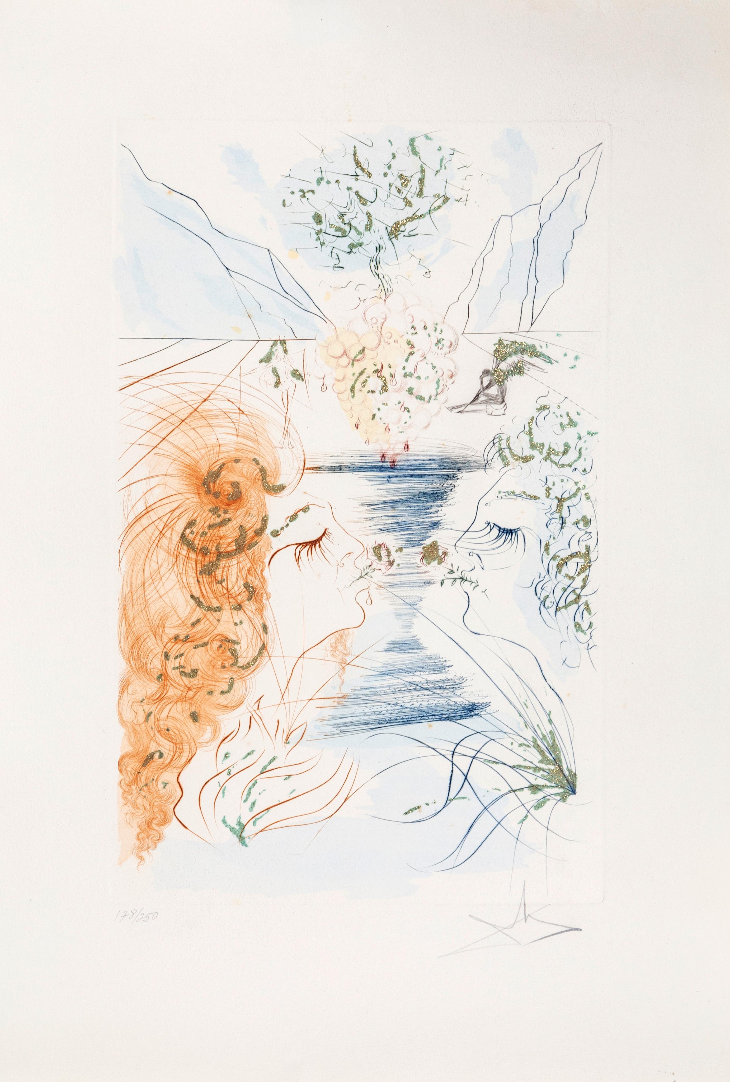 Let him kiss me... from Song of Songs of King Solomon, Etching by Salvador Dali - Print by Salvador Dalí