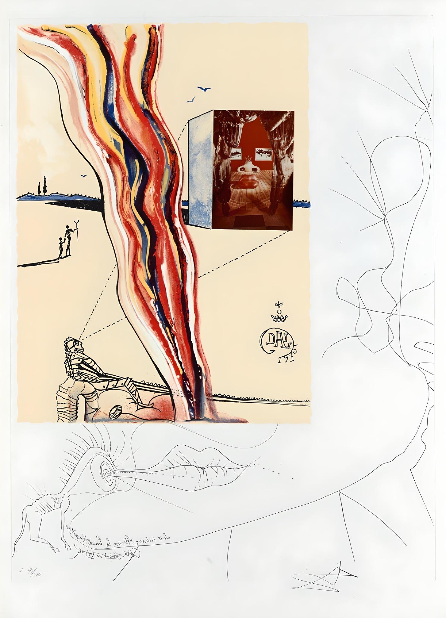 Salvador Dalí Landscape Print – Flüssiges und gasförmiges Fernsehen (Michler/Löpsinger 824; Feld 75-11C), S. Dali