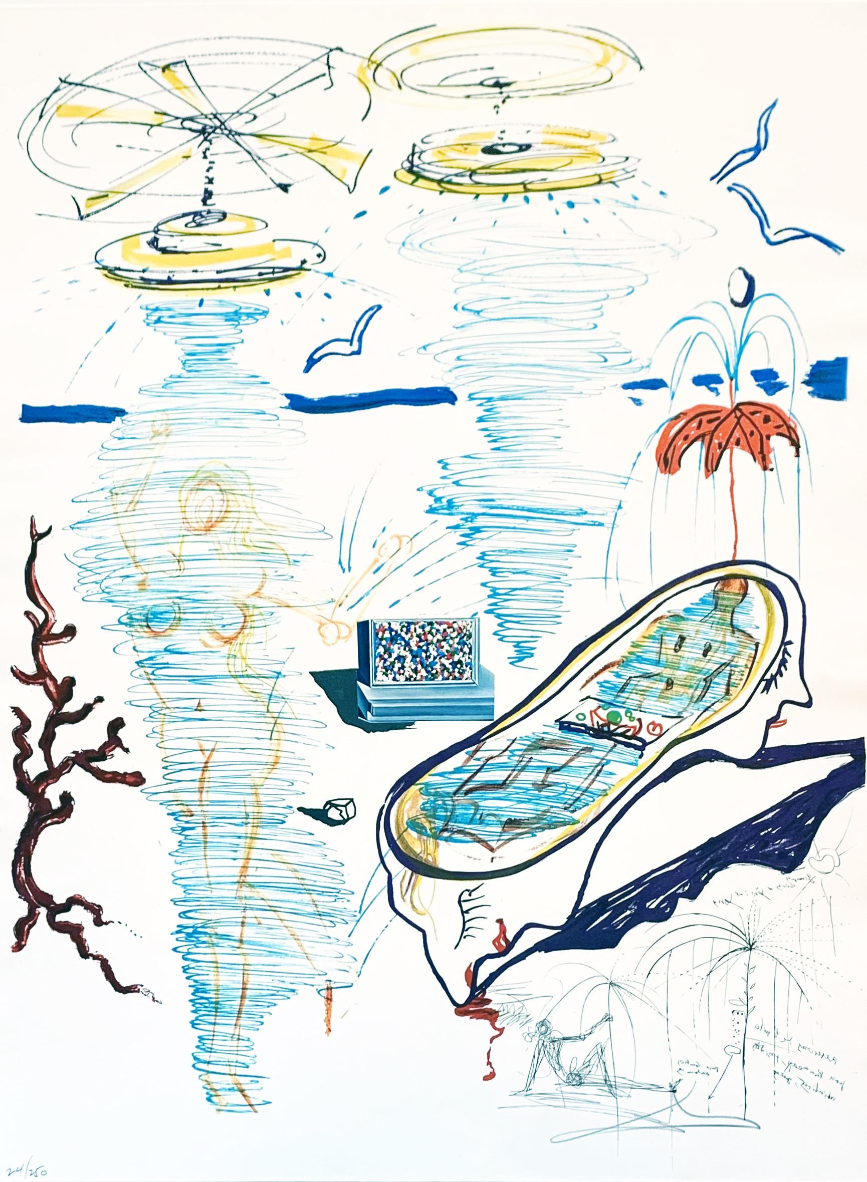 Salvador Dalí Landscape Print - Liquid Tornado Bathtub