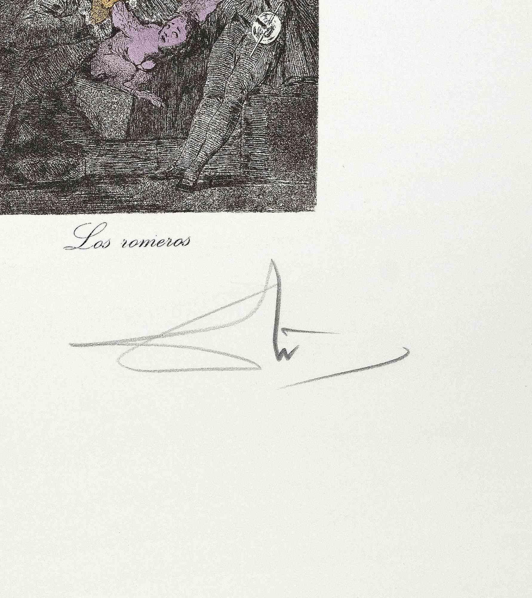 Los Romeros - Mixed Media Attr. to Salvador Dalì - 1970s - Print by Salvador Dalí