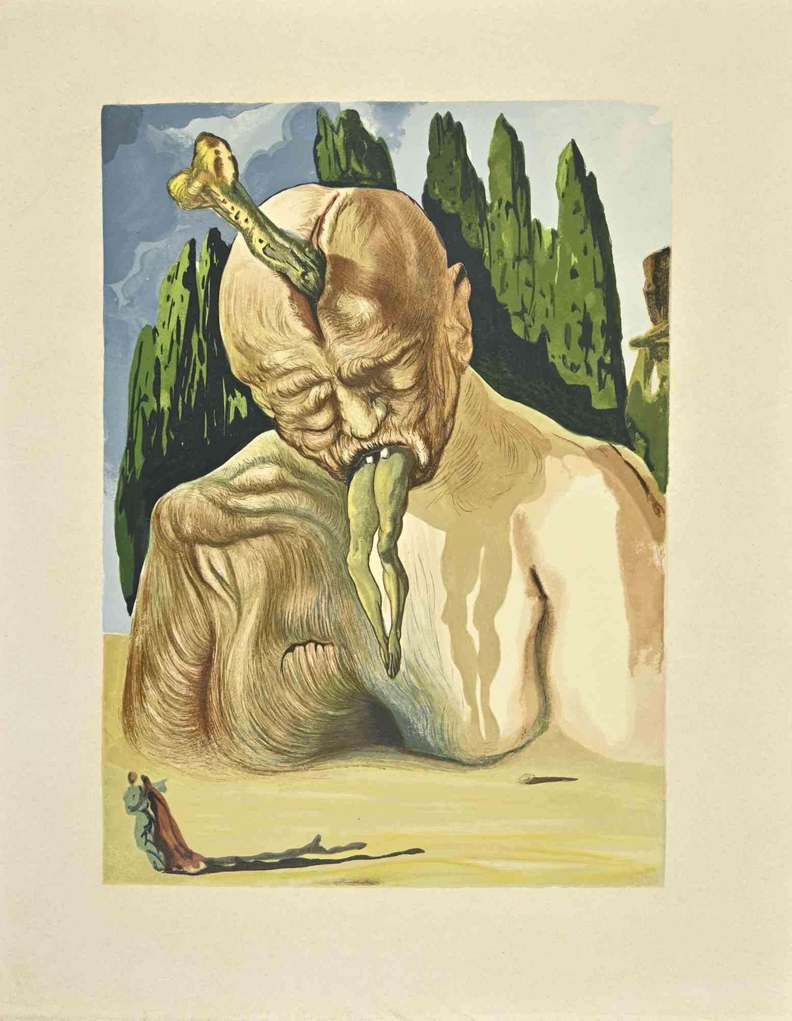 Salvador Dalí Print - Lucifer - Woodcut print - 1963