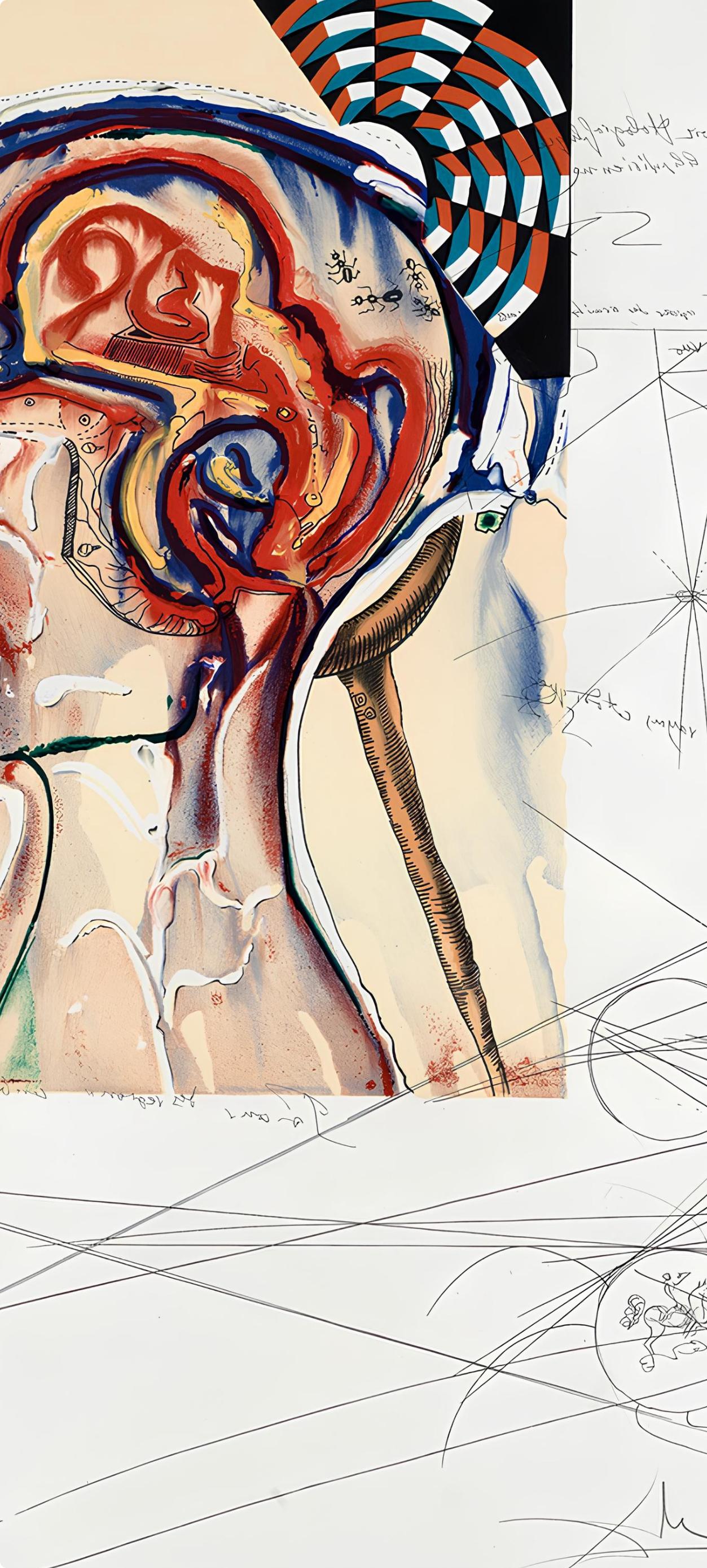 Lunettes à hologrammes et ordinateurs pour voir les objets imaginés (F 75-13) - Surrealist Print by Salvador Dalí