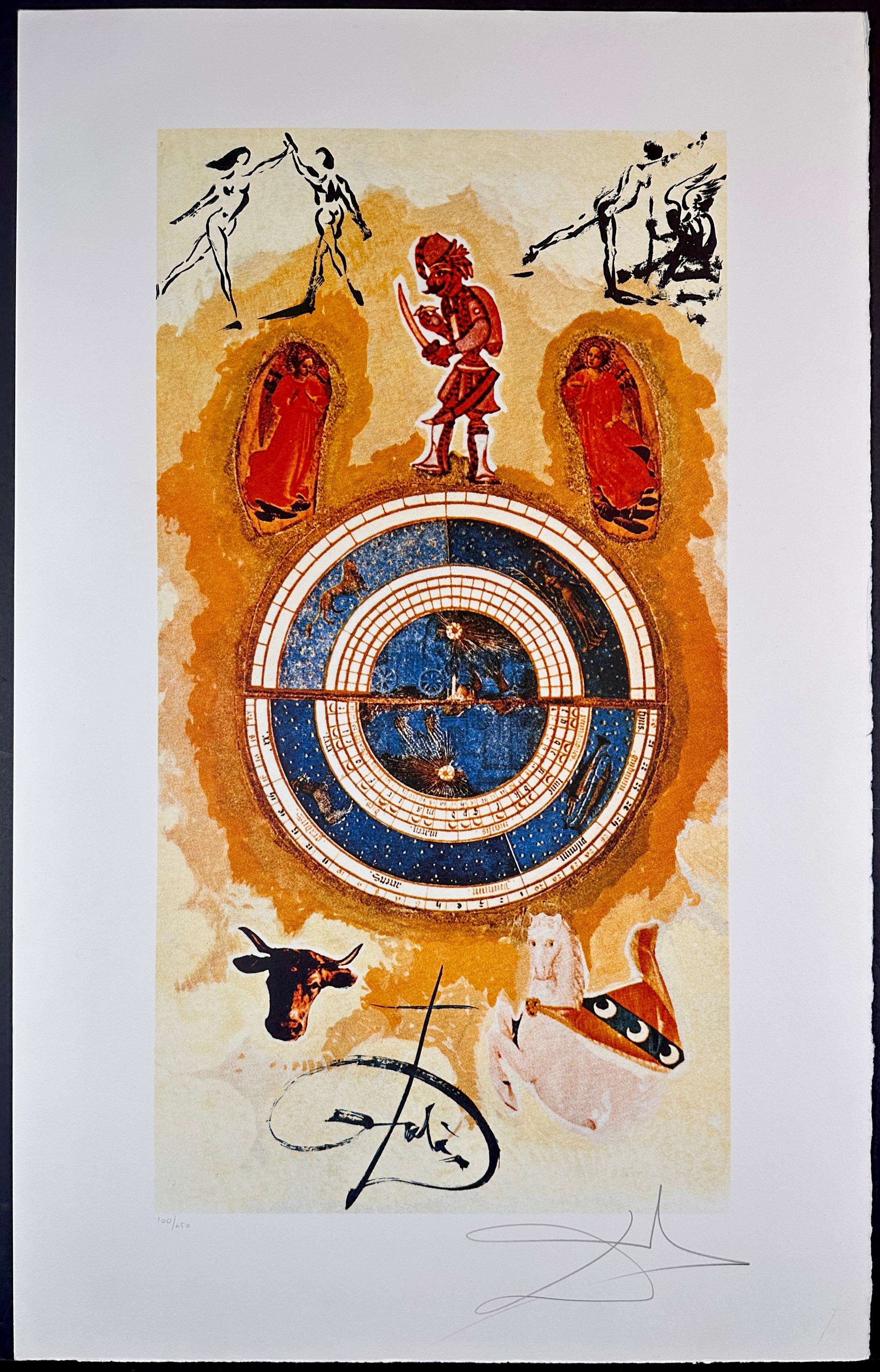 
ARTIST: Salvador Dali

TITLE: Lyle Stuart Tarot Prints Wheel of Fortune

MEDIUM: Lithograph

SIGNED: Hand Signed by Salvador Dali

EDITION NUMBER: 100/250

MEASUREMENTS: 22.87" x 17"

YEAR: 1978

FRAMED: No

CONDITION: Excellent  

AUTHENTICITY:
