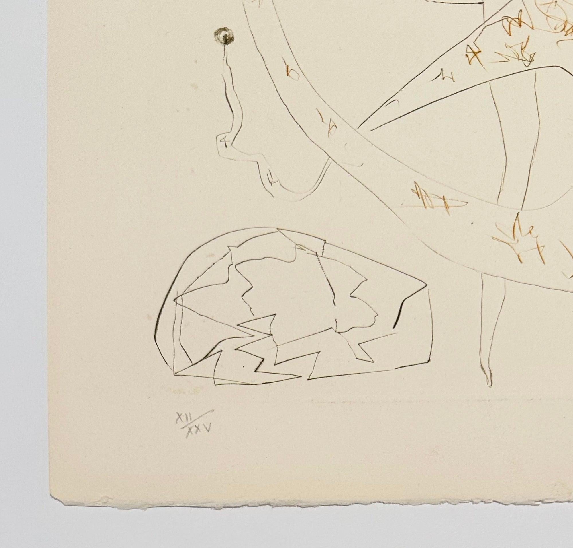 Mad Tristan, from Tristan and Iseult - Beige Figurative Print by Salvador Dalí