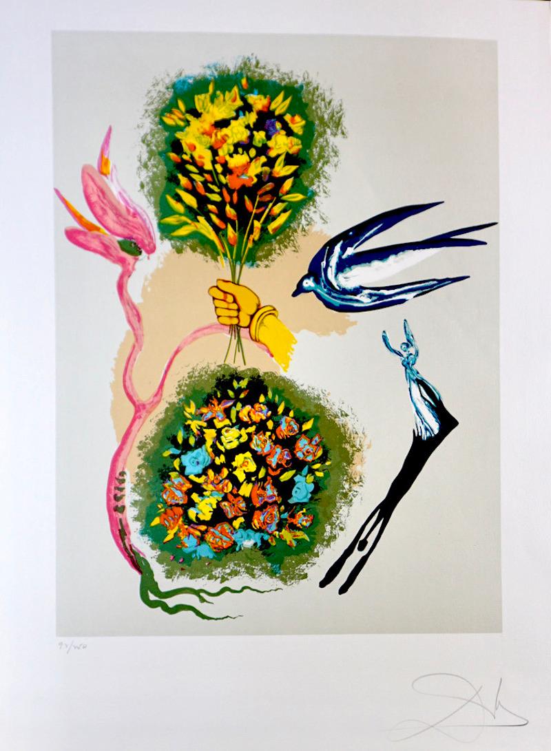 Salvador Dalí Still-Life Print – Magischer Schmetterling & The Dream Apparition of The Rose