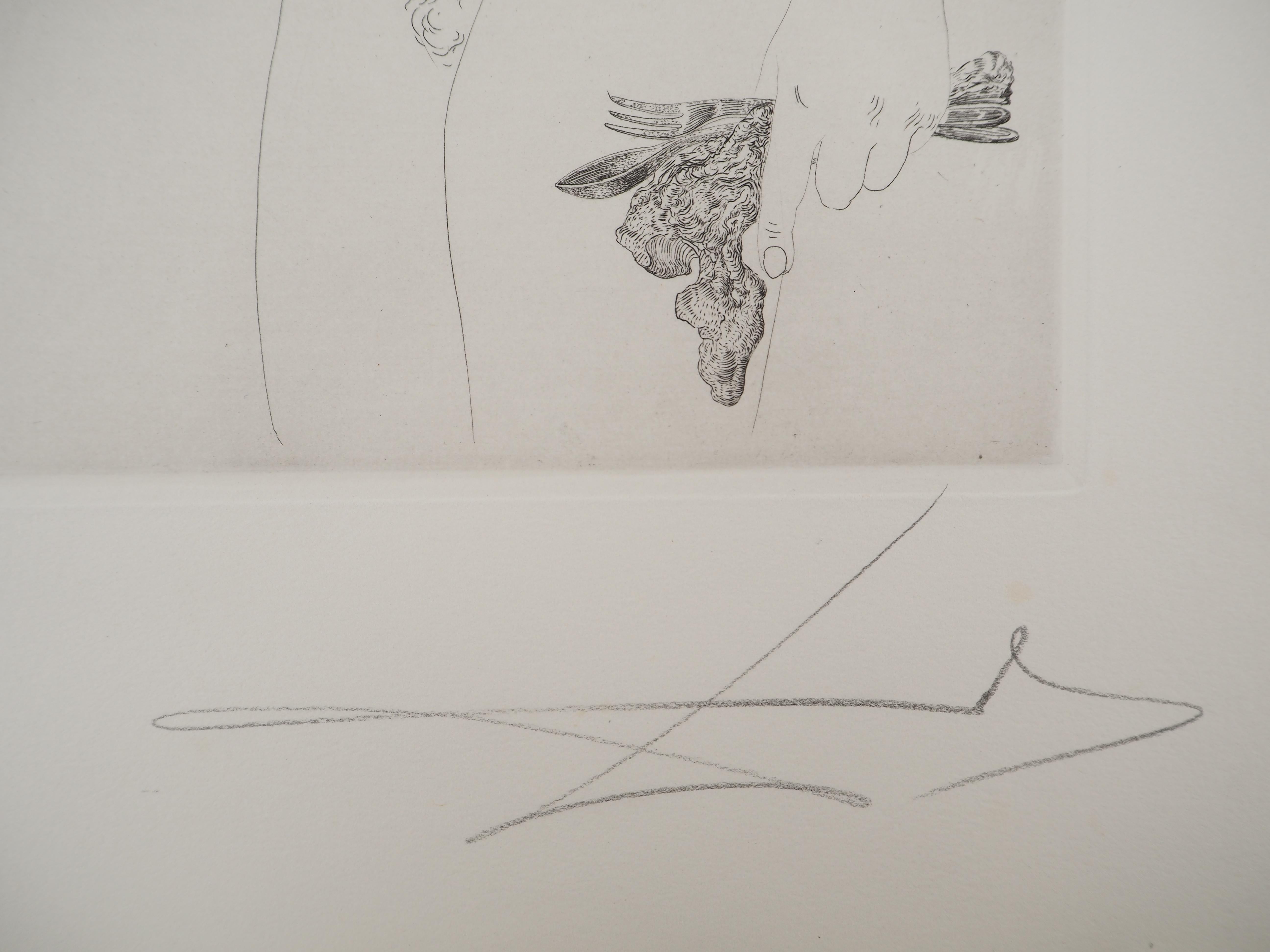 Maldoror : Nu rêveur - eau-forte originale, signée à la main, 1975 (feuille n° 34-2) - Print de Salvador Dalí