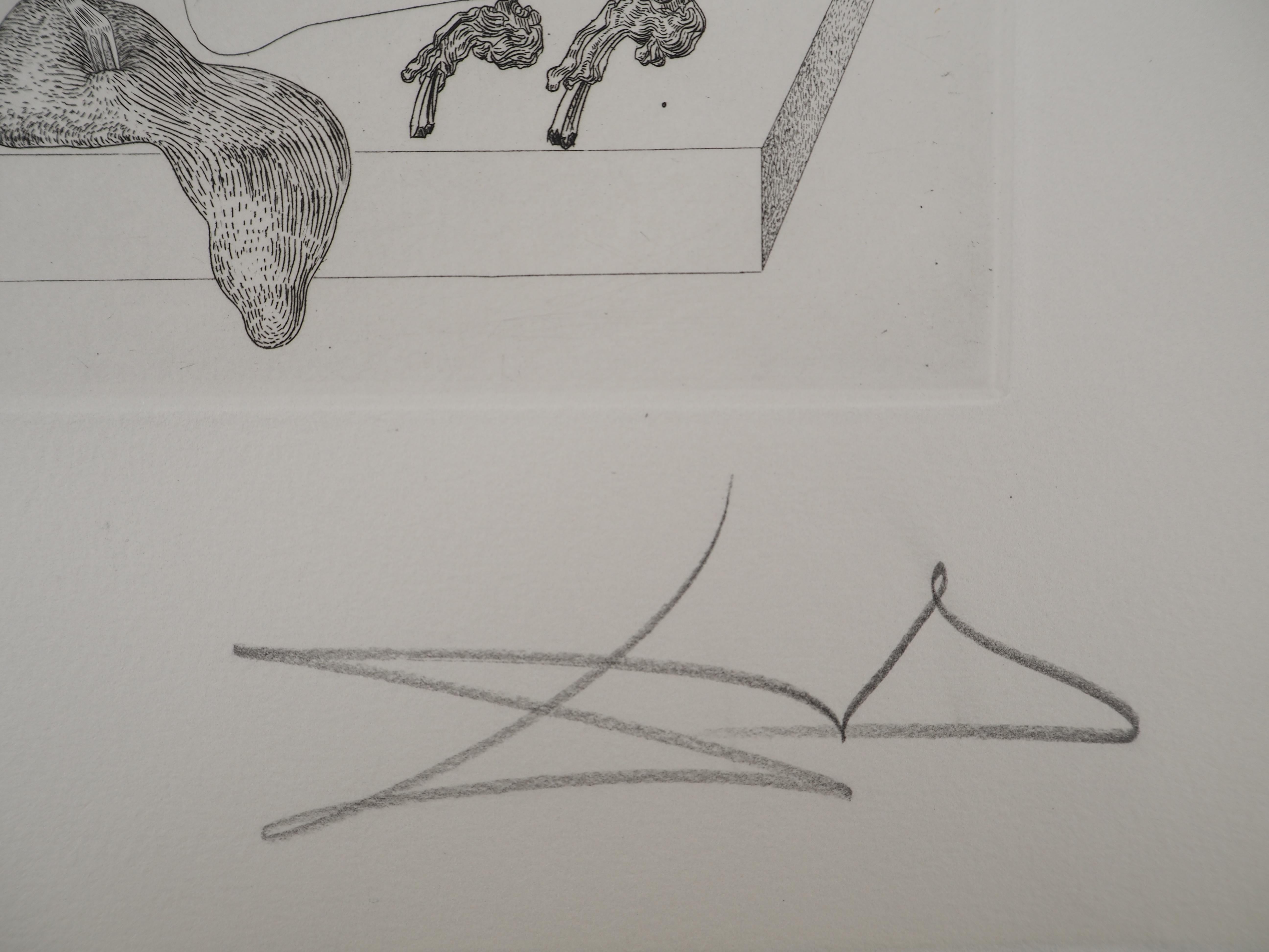 Maldoror : Making dinner - Original etching, HANDSIGNED, 1975 - Surrealist Print by Salvador Dalí